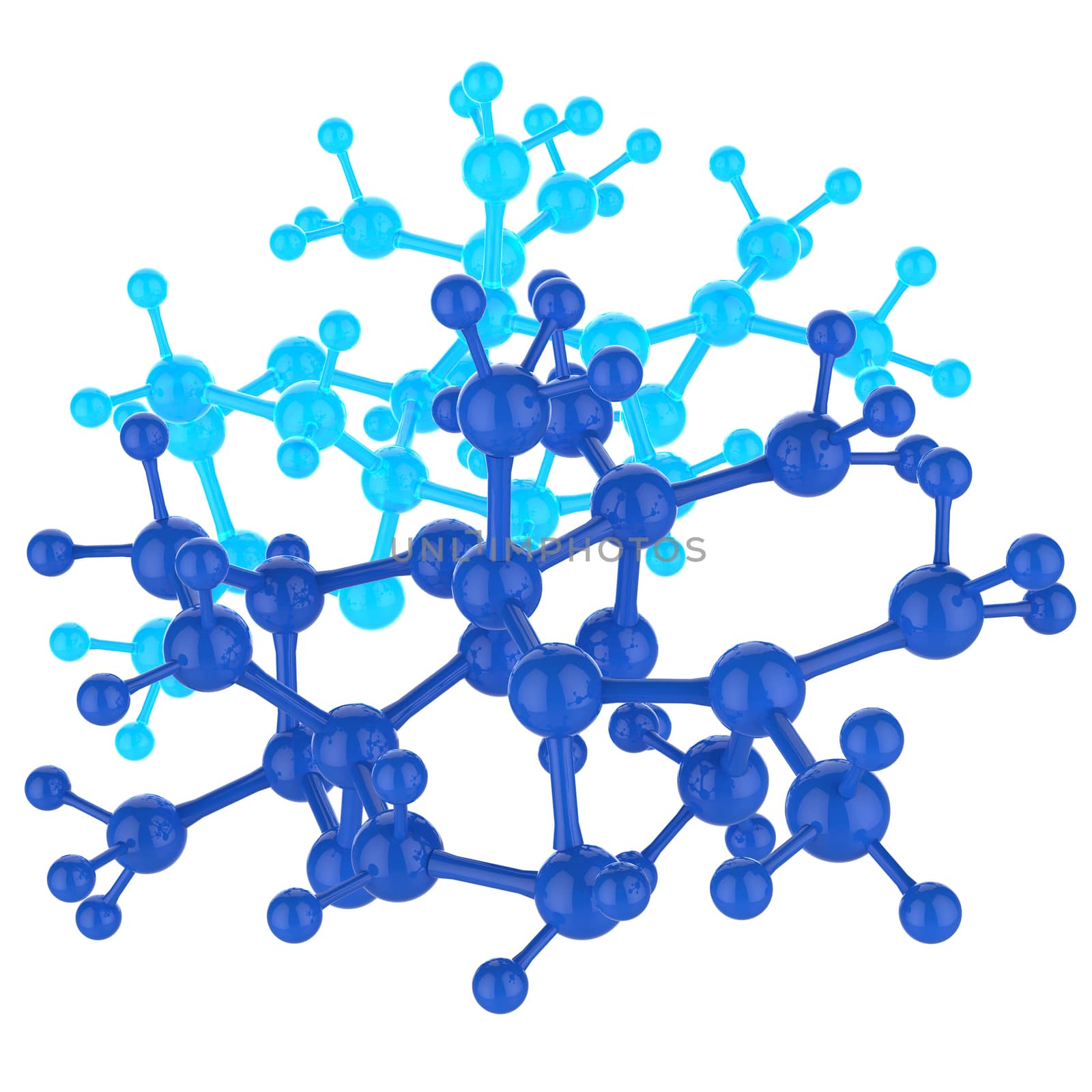Molecule blue 3d on white background