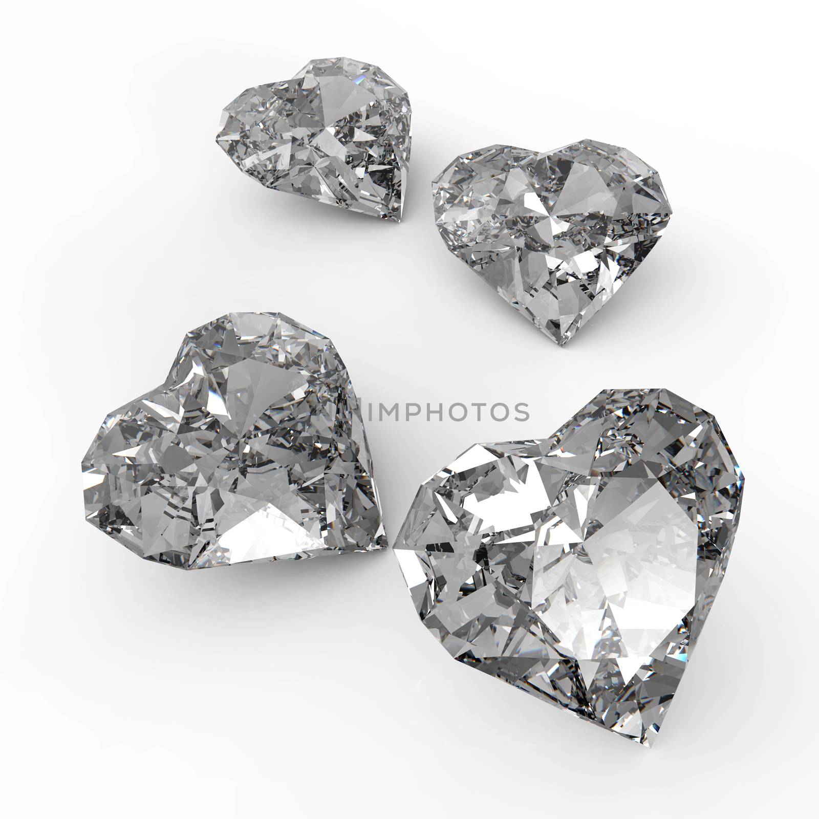diamond heart shape on black or white surface