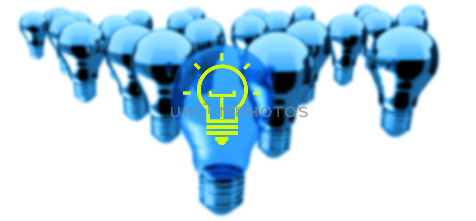 creative idea and leadership concept light bulb on blue background