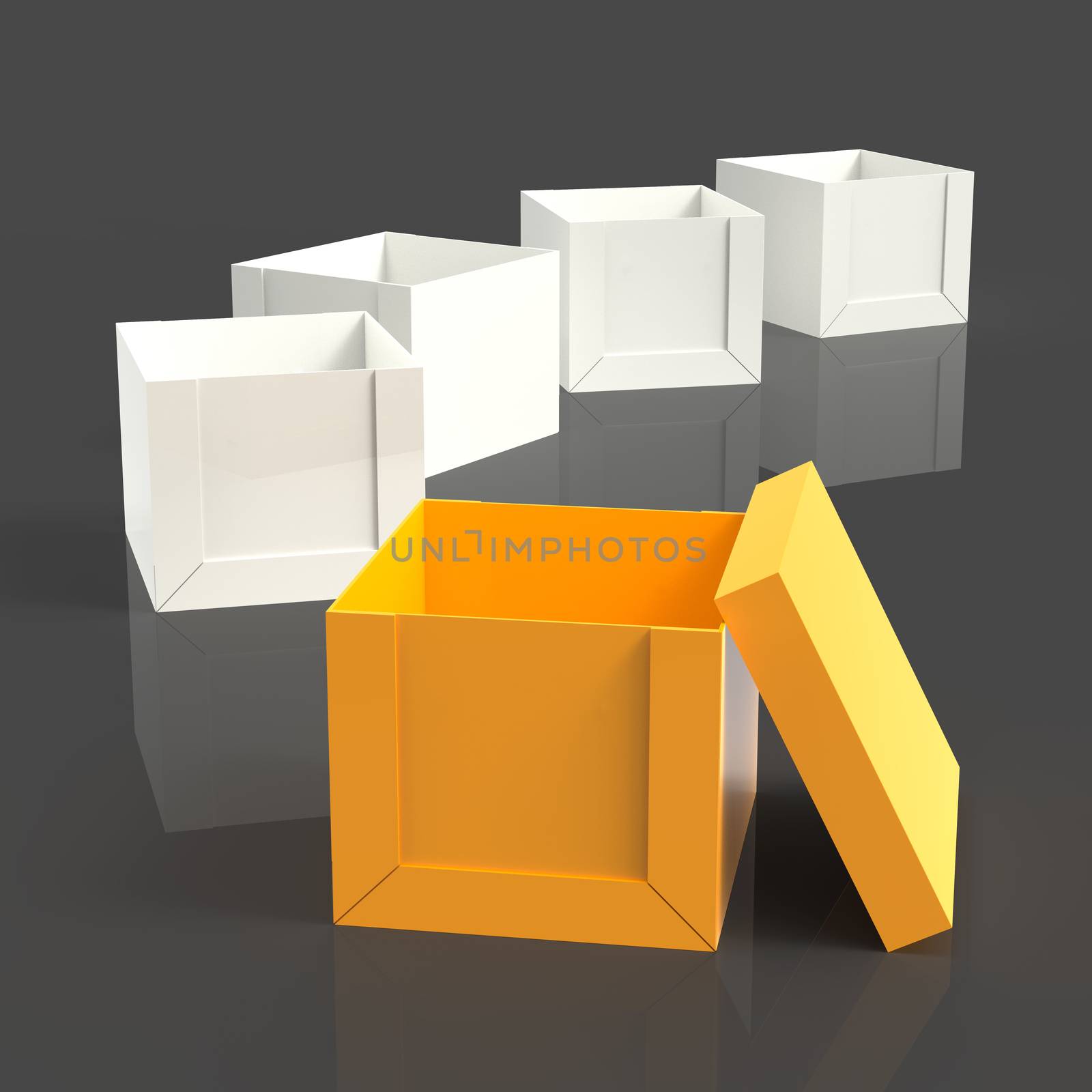 3d open blank box as thinking outside the box concept by everythingpossible