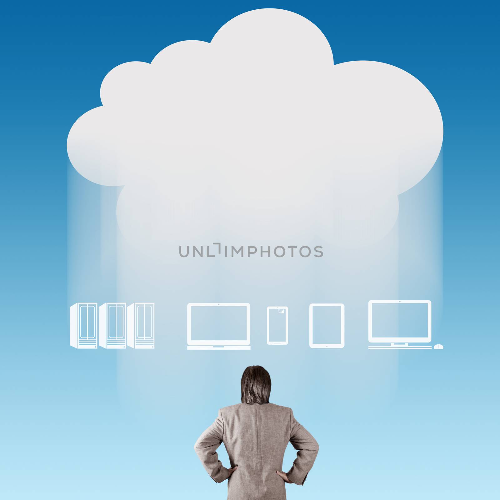 businessman thinking about cloud network idea  by everythingpossible