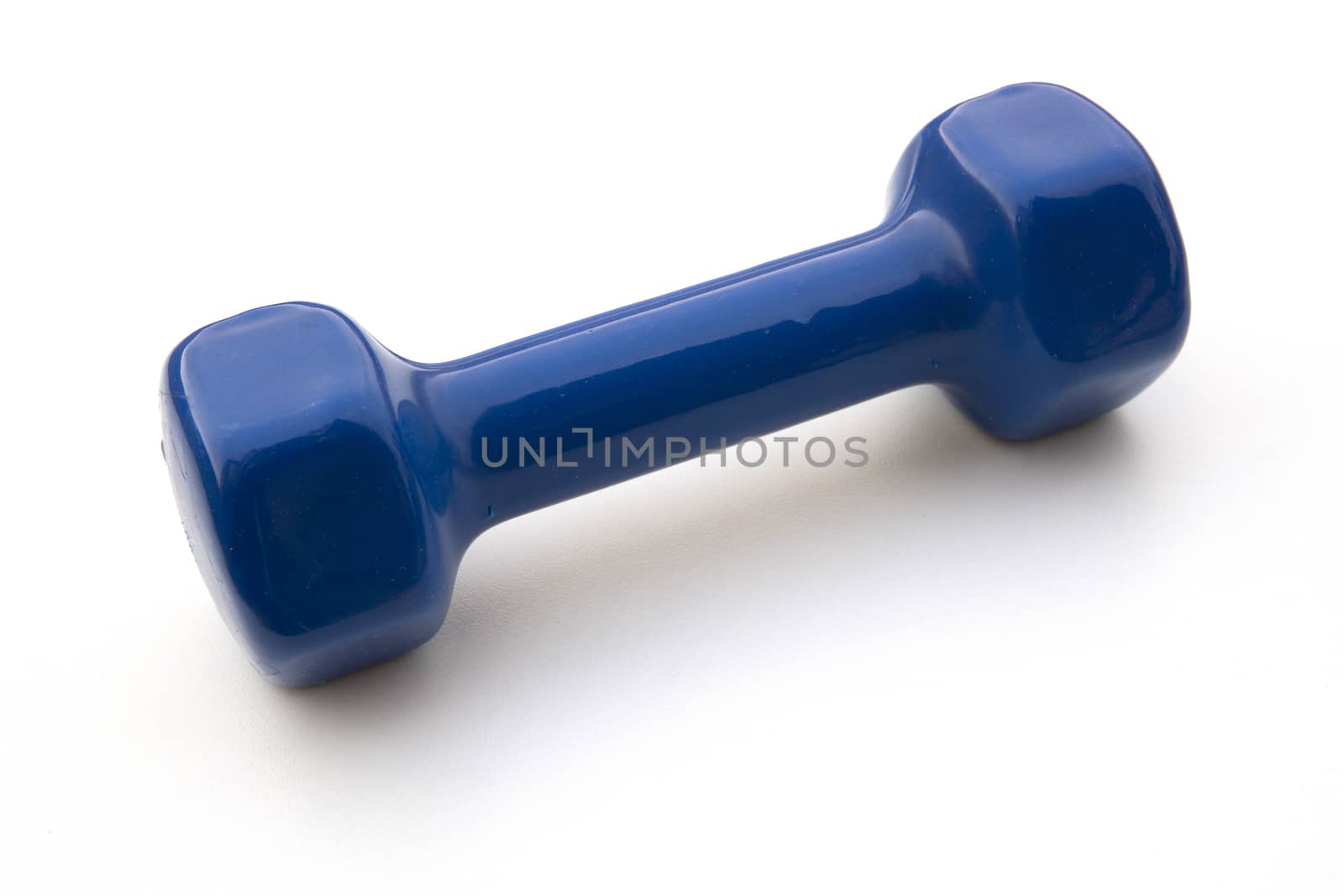 Blue Dumbell on white background weighing 2 kilograms by sonandonures