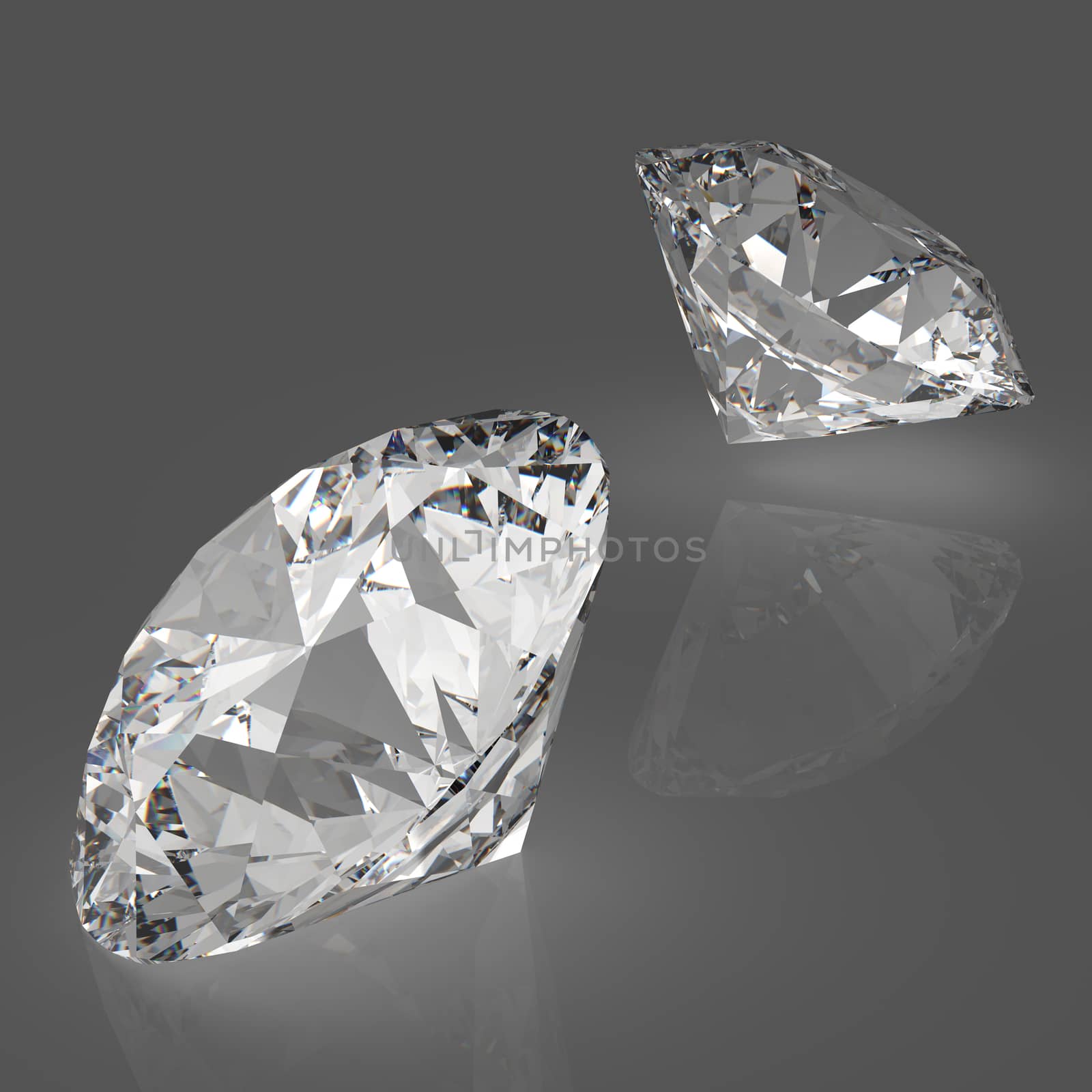 Diamonds 3d model in composition as concept