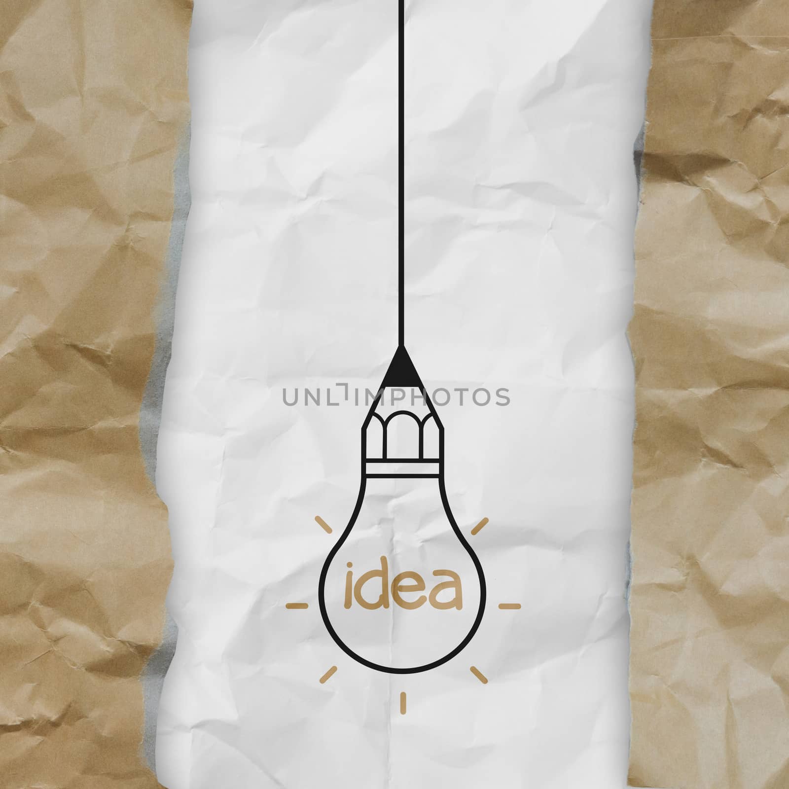 light bulb crumpled paper and recycle tear envelope as creative  by everythingpossible
