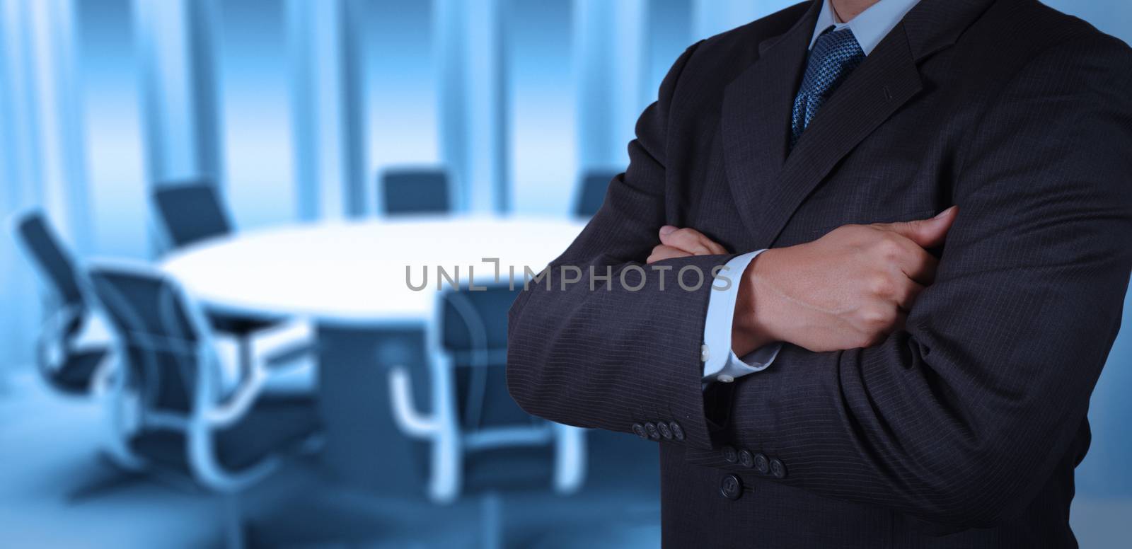 businessman success working with his board room background