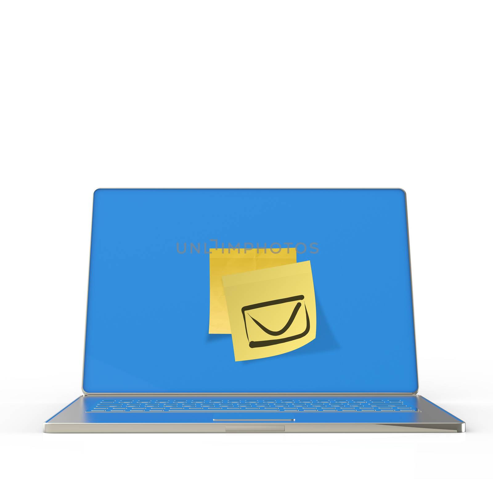  e-mail sign on sticky note on 3d laptop computer  by everythingpossible