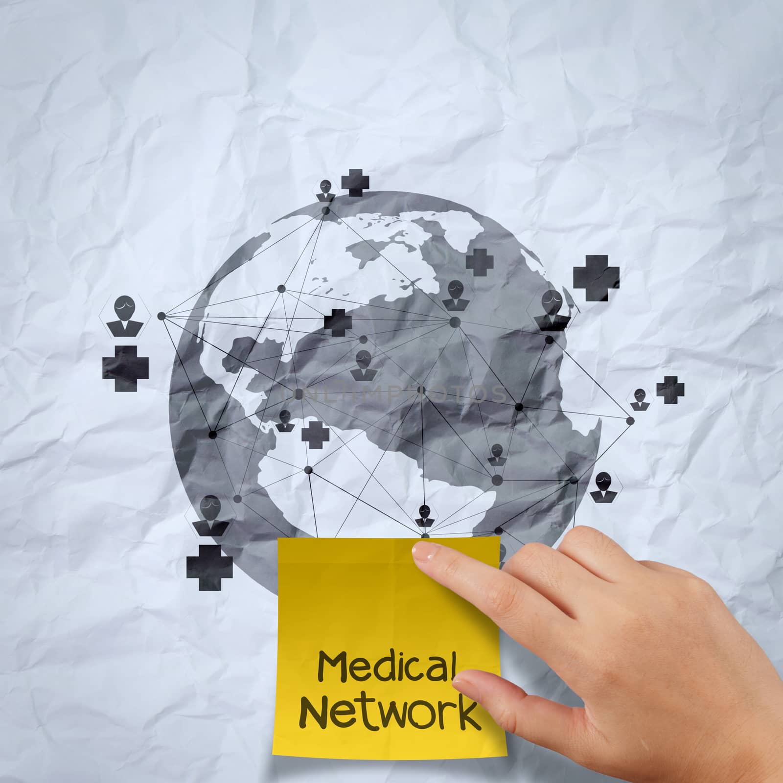 medical network on crumpled paper  by everythingpossible