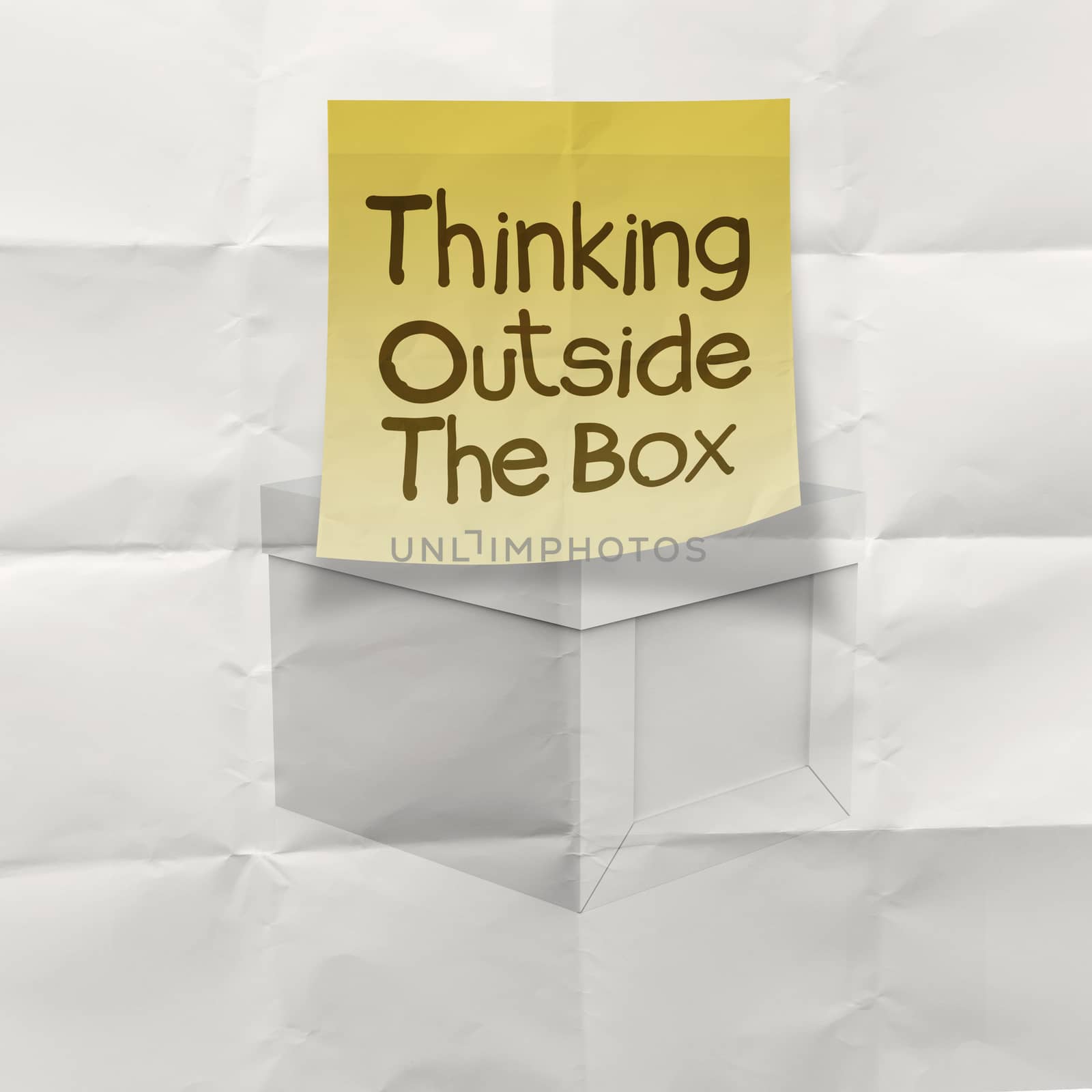 thinking outside the box on crumpled paper as concept by everythingpossible