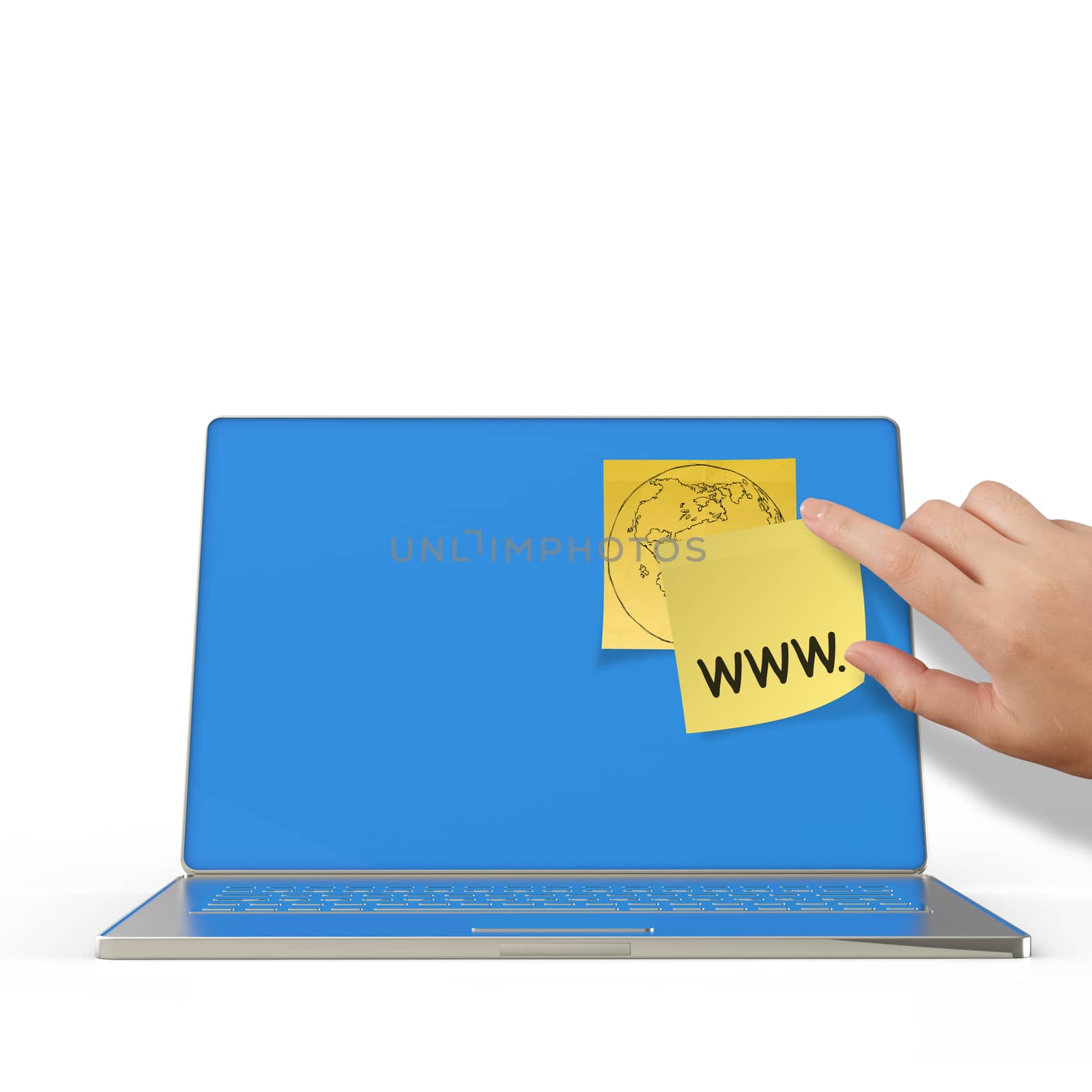 www. written on sticky note with computer laptop as concept