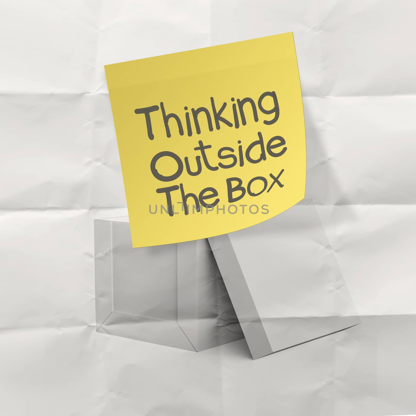 thinking outside the box on crumpled paper as concept by everythingpossible