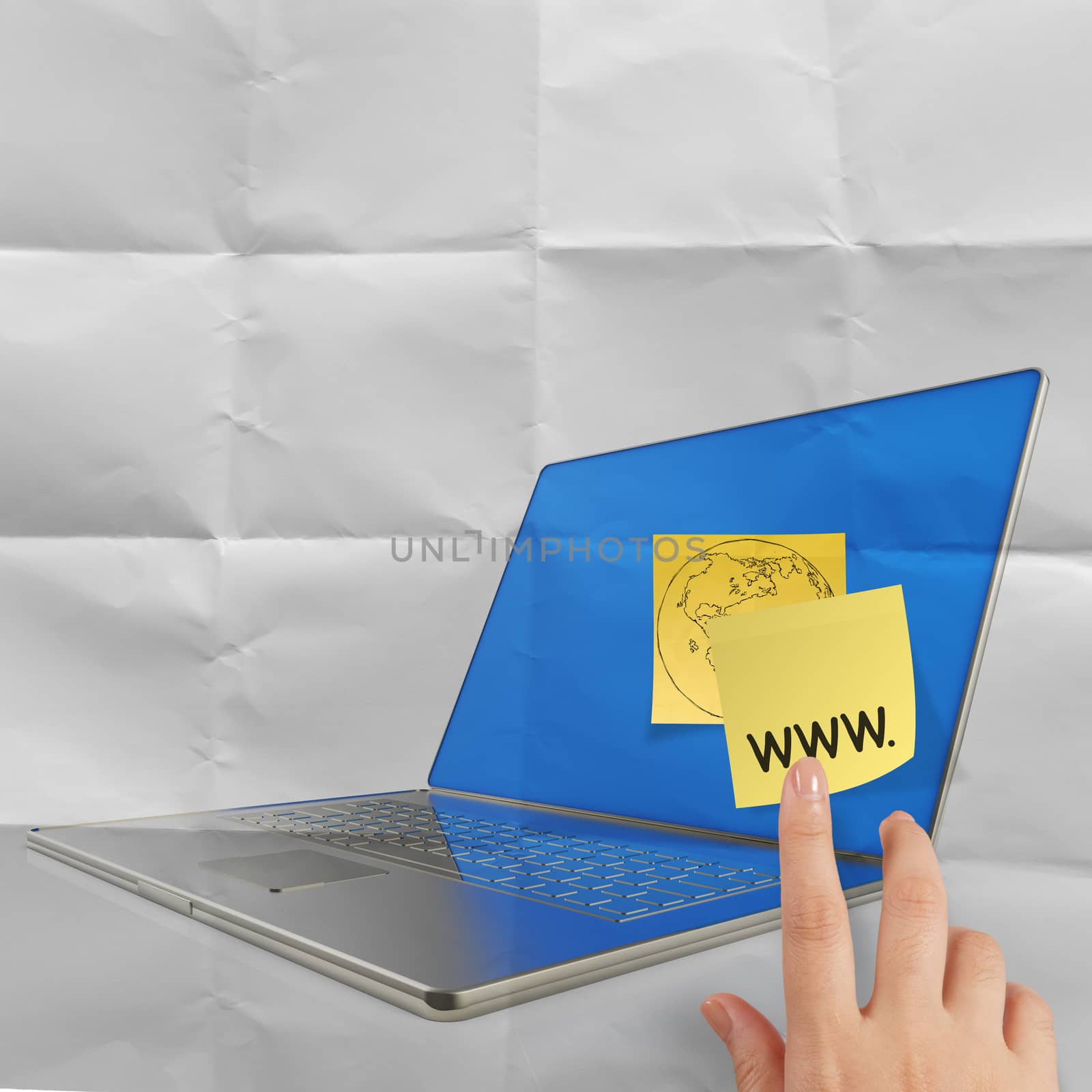 www. written on sticky note with computer laptop as concept