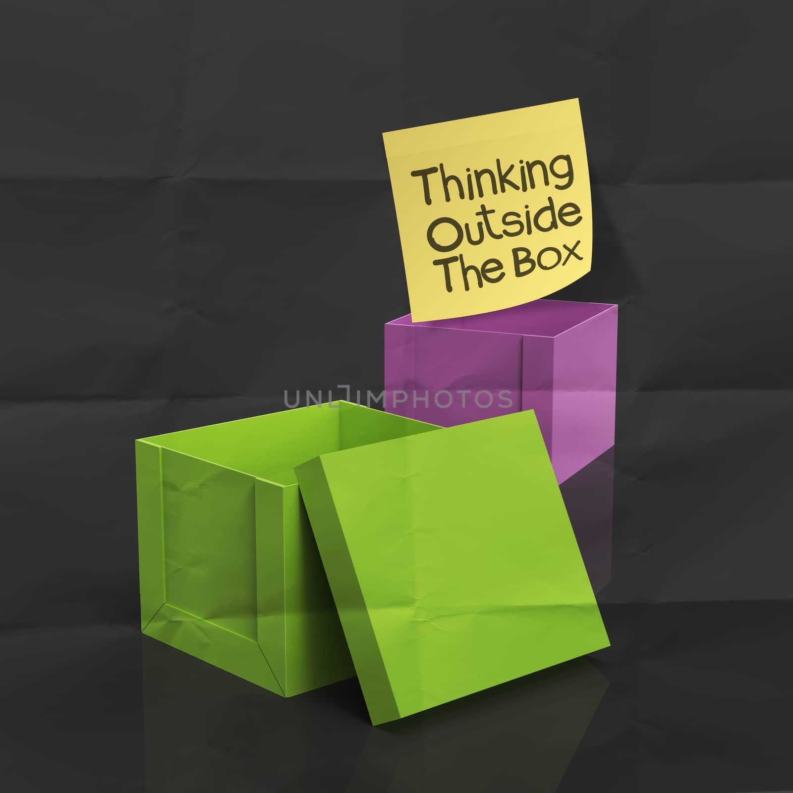 thinking outside the box on crumpled paper as concept by everythingpossible