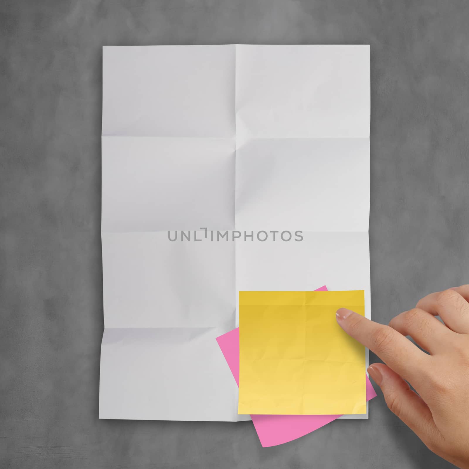 sticky notes on recycle crumpled paper background as concept by everythingpossible