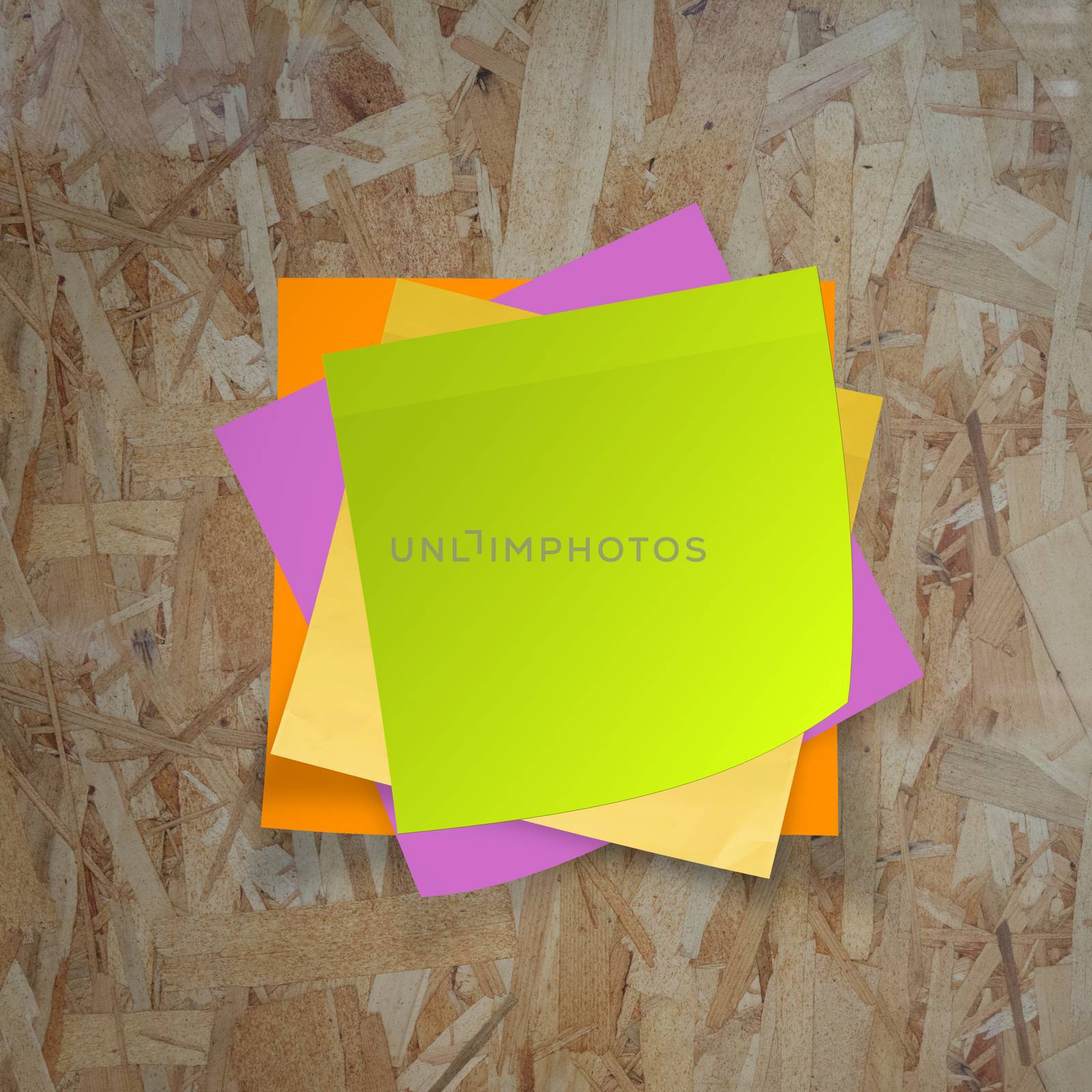 sticky notes on recycle wood desk top  by everythingpossible