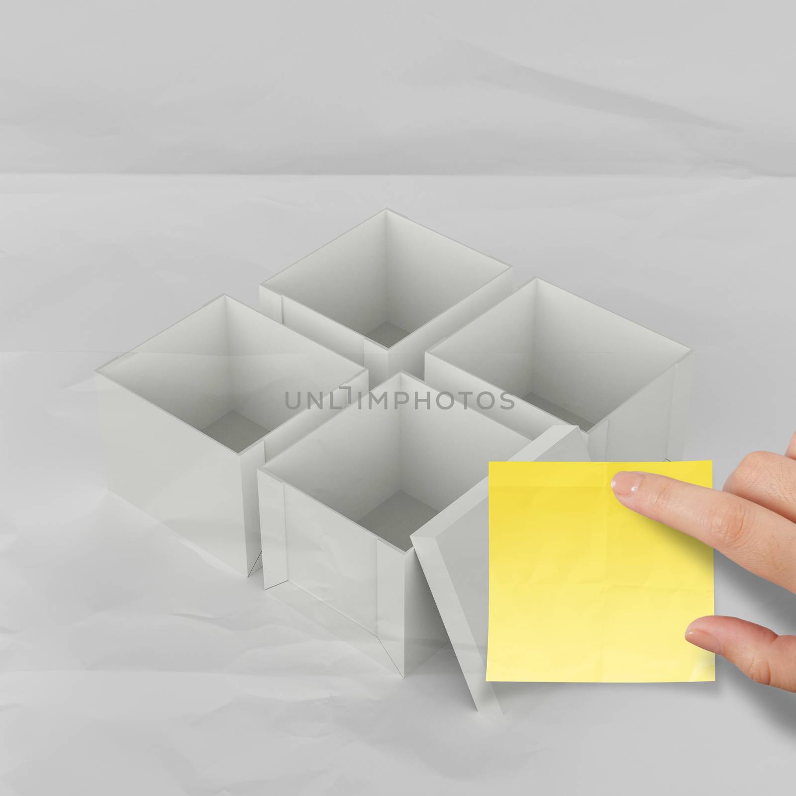 thinking outside the box on crumpled sticky note paper as concep by everythingpossible