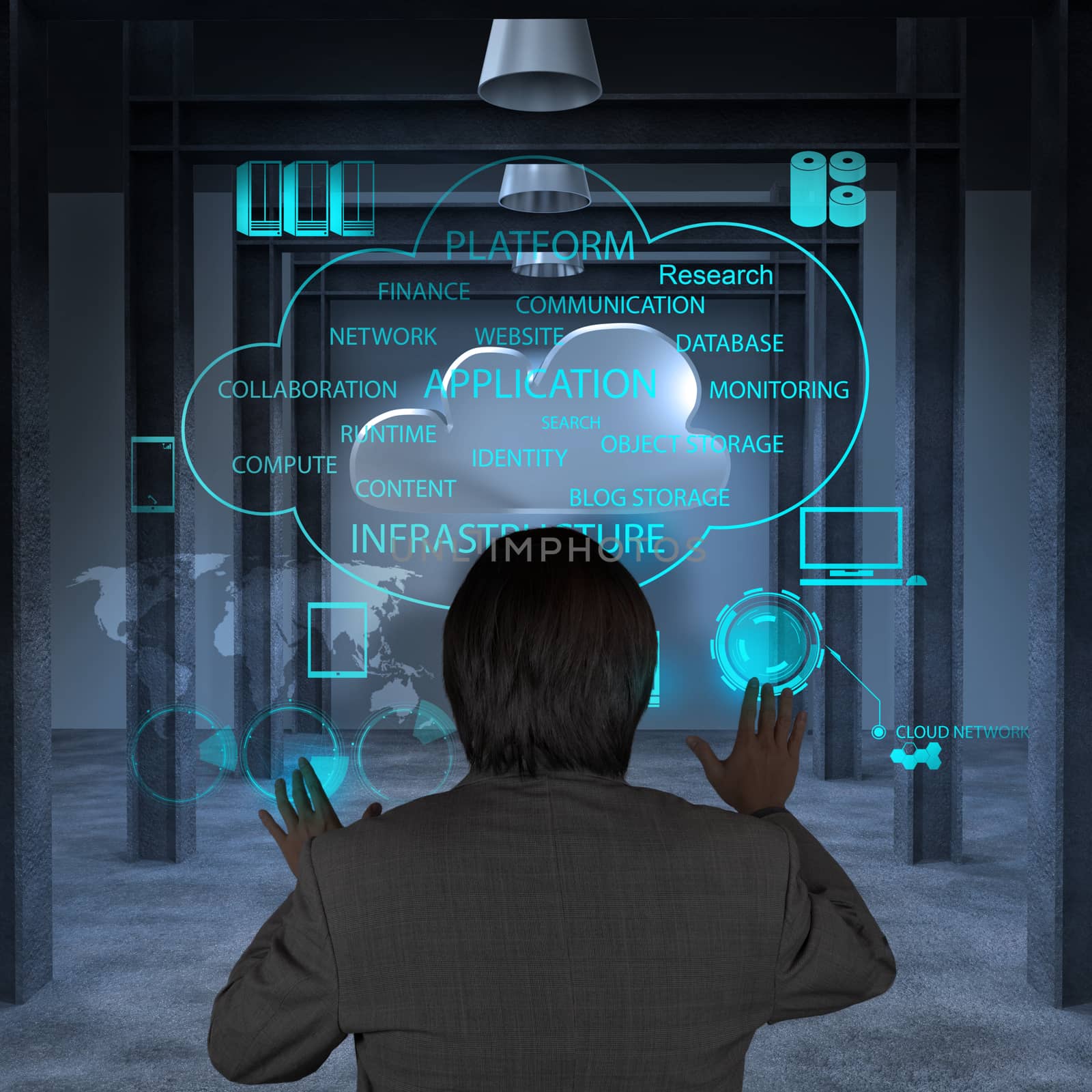 Businessman working with a Cloud Computing diagram on the new co by everythingpossible