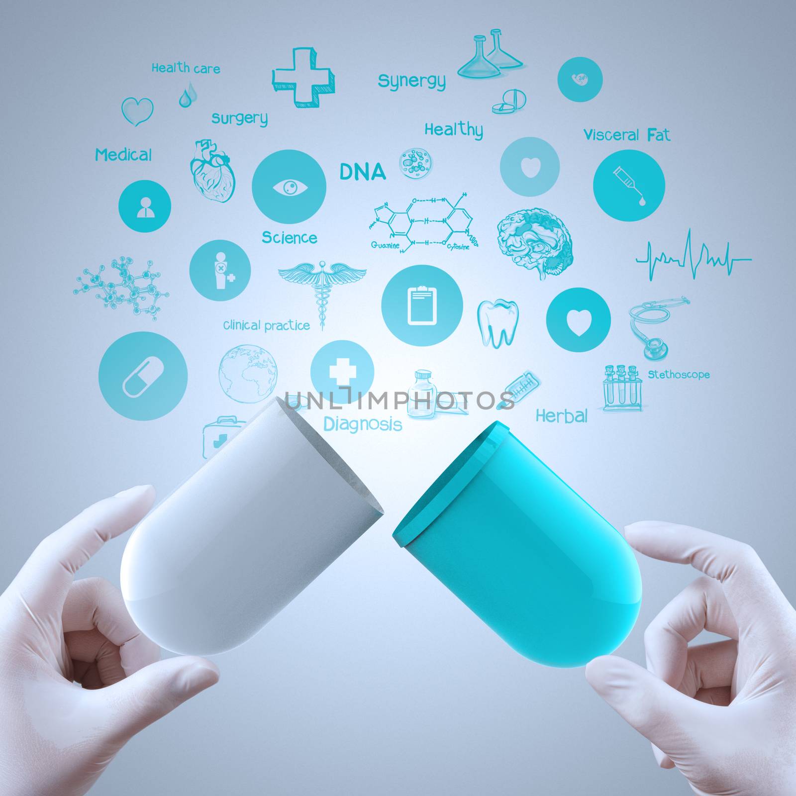 Medicine doctor hands holding capsule medicine by everythingpossible