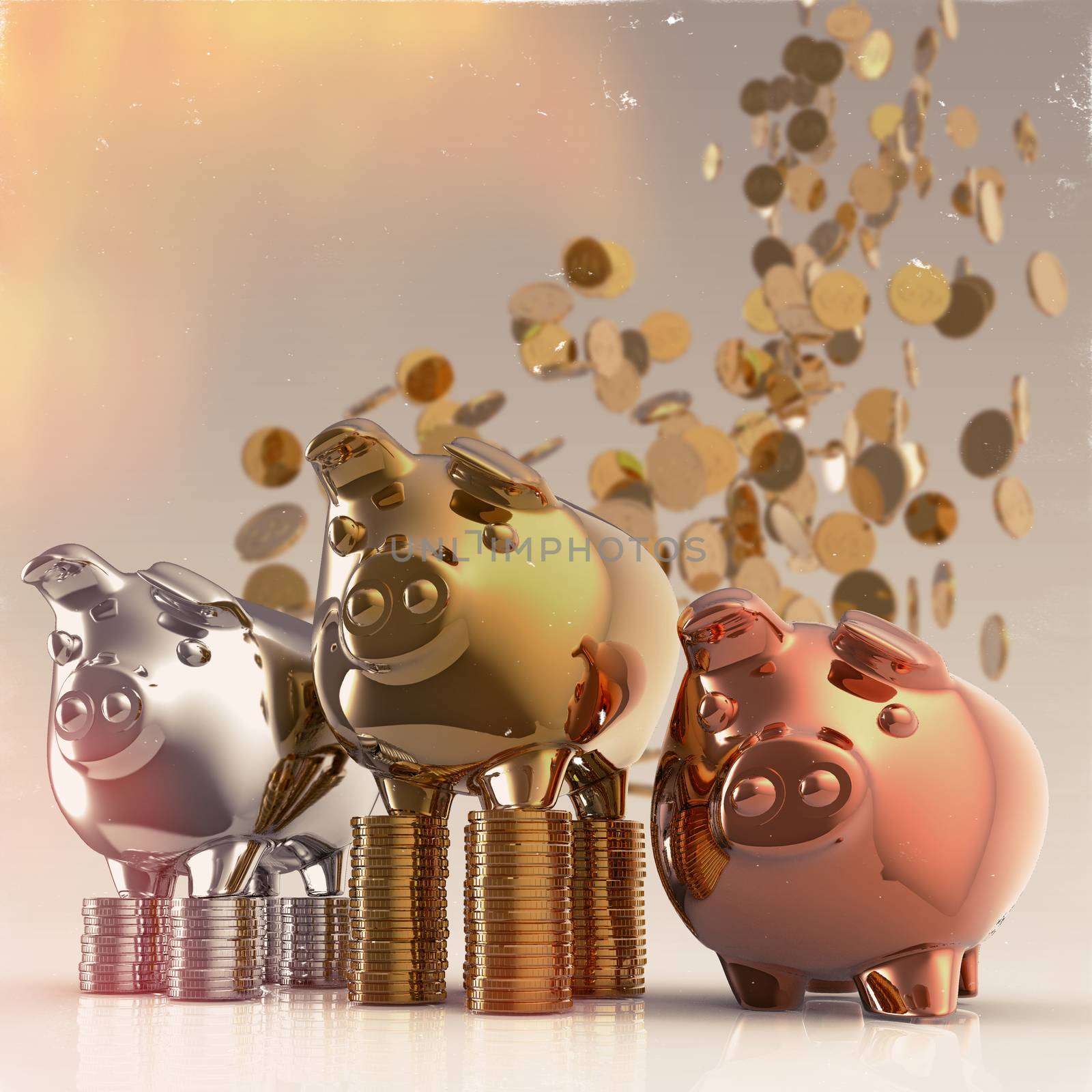 piggy bank as vintage style concept