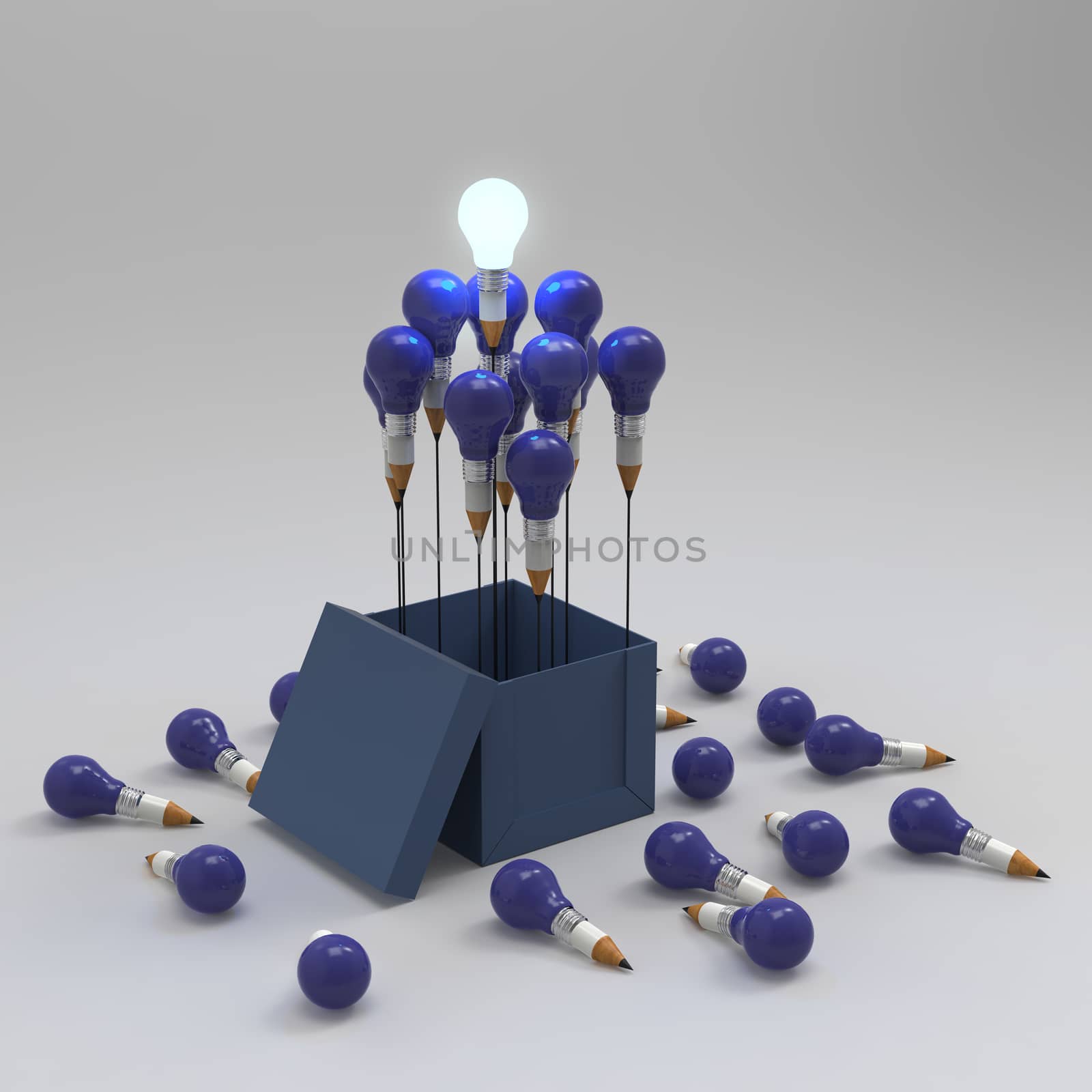 drawing idea pencil and light bulb concept outside the box by everythingpossible