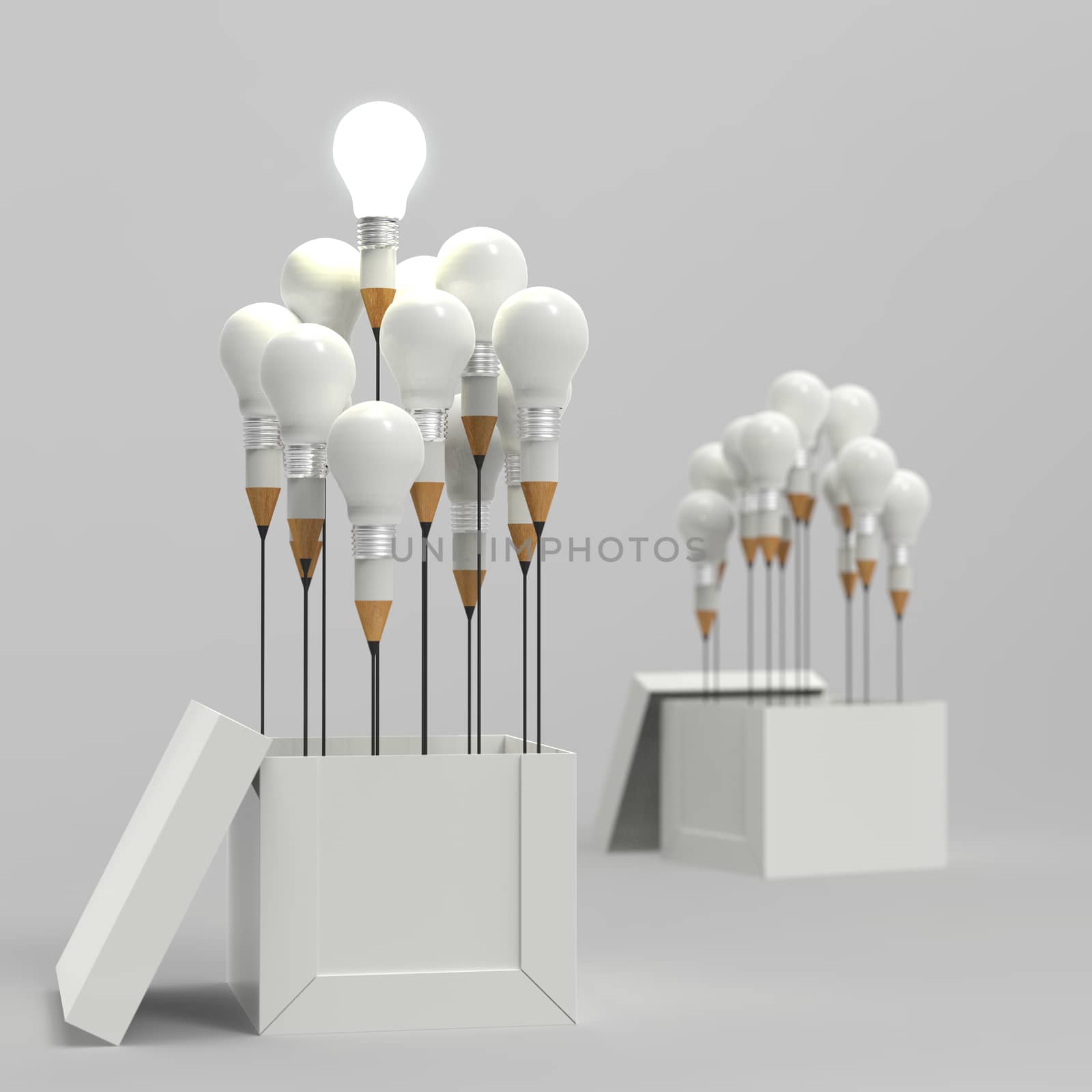 drawing idea pencil and light bulb concept outside the box as cr by everythingpossible