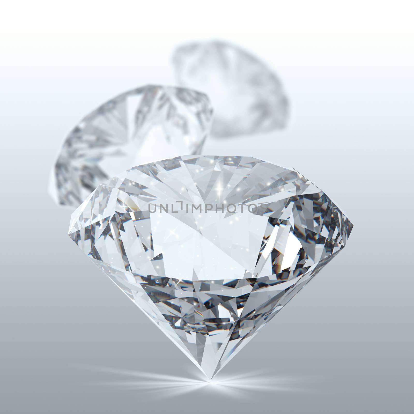 Diamonds isolated on white 3d model