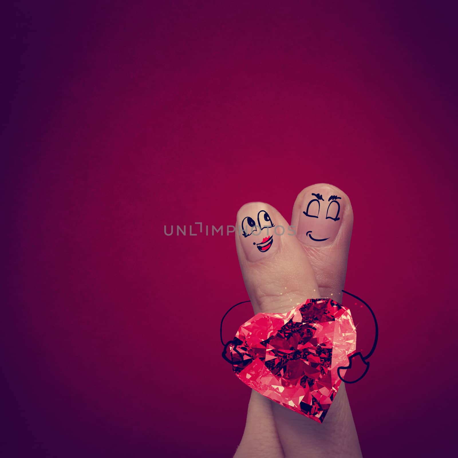 the happy finger couple in love with painted smiley and hold dia by everythingpossible