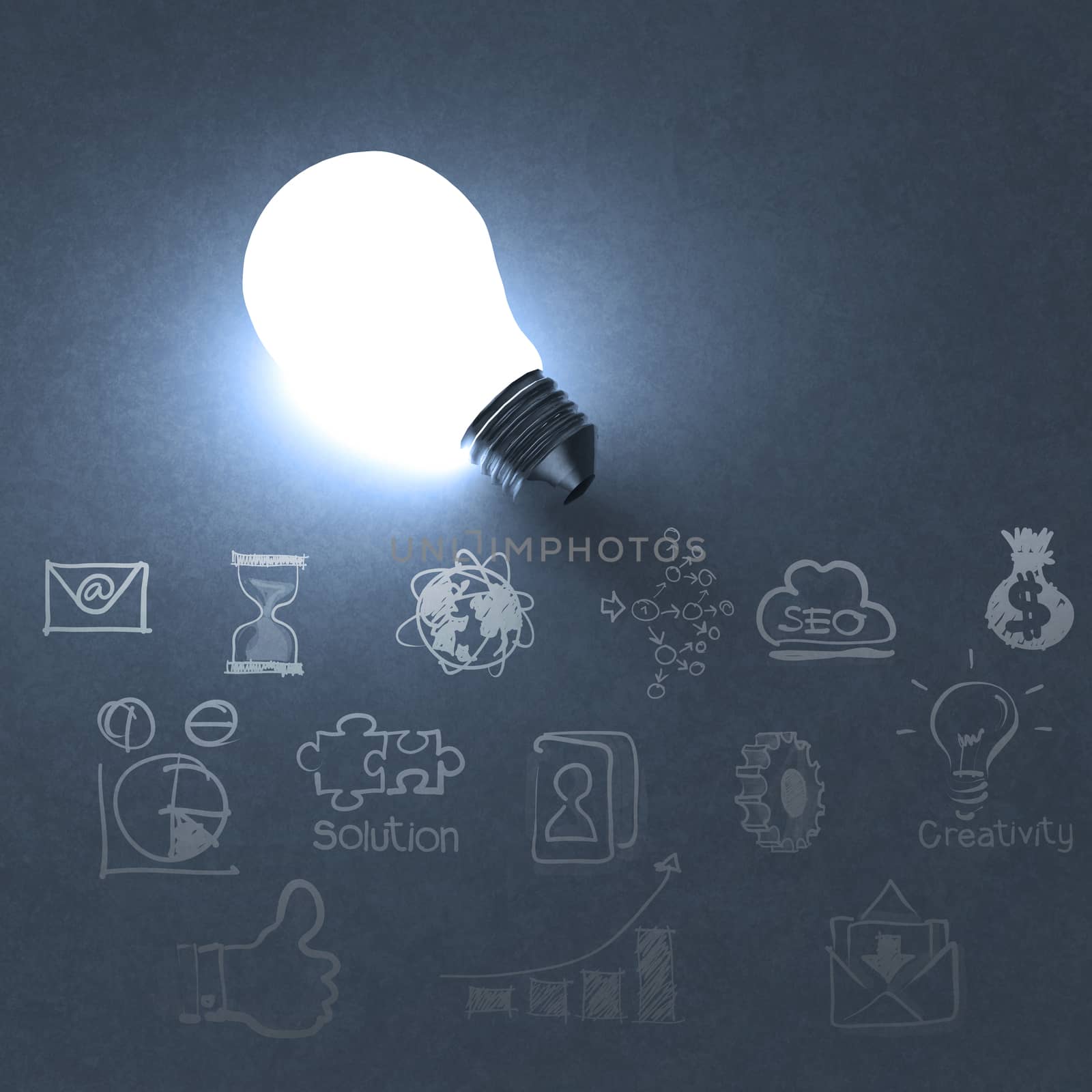 light bulb 3d on business strategy background