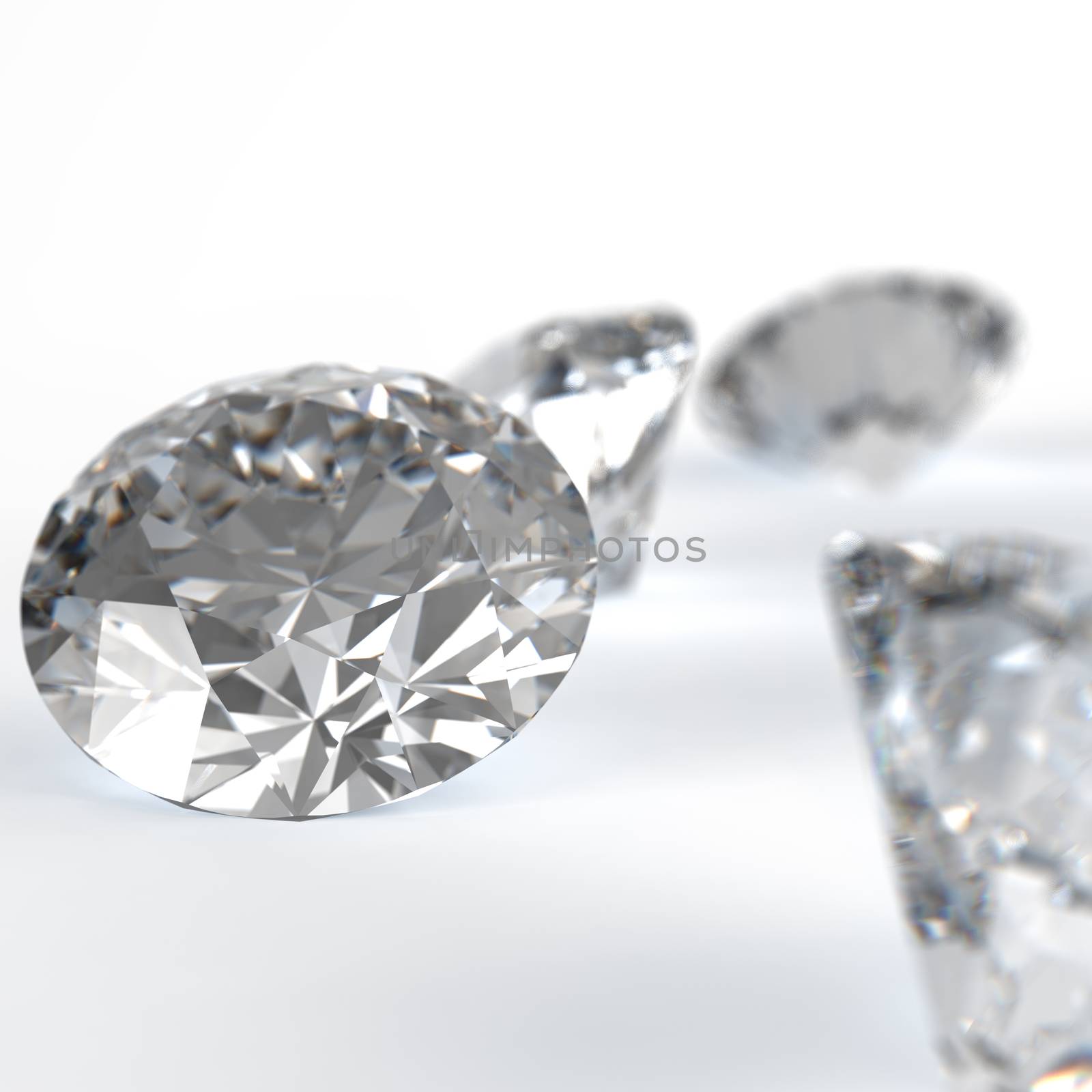 Diamonds on white background