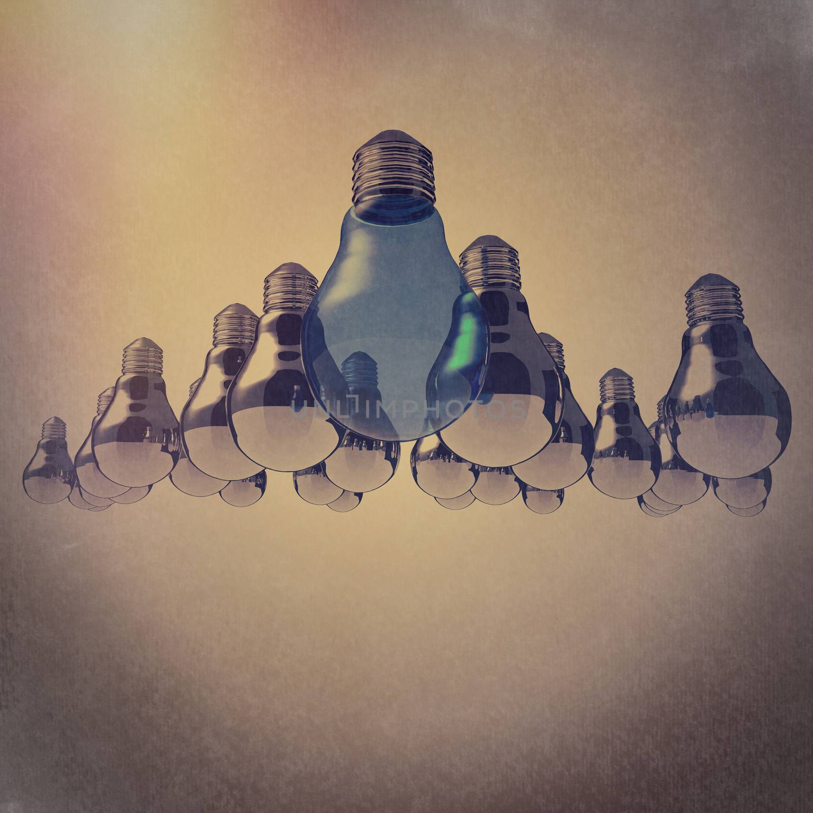 light bulb 3d as leadership vintage style concept