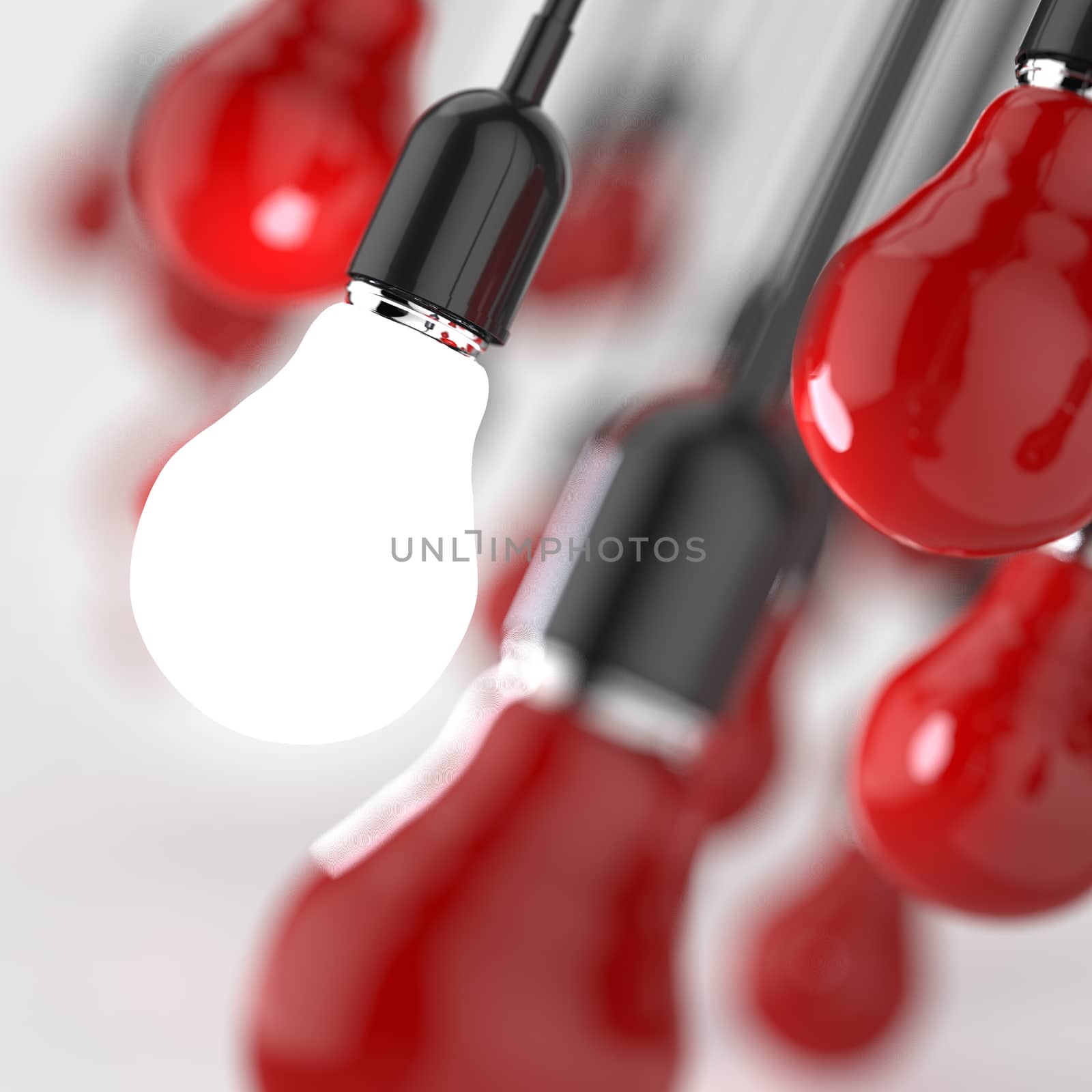 creative idea and leadership concept light bulb on grey background