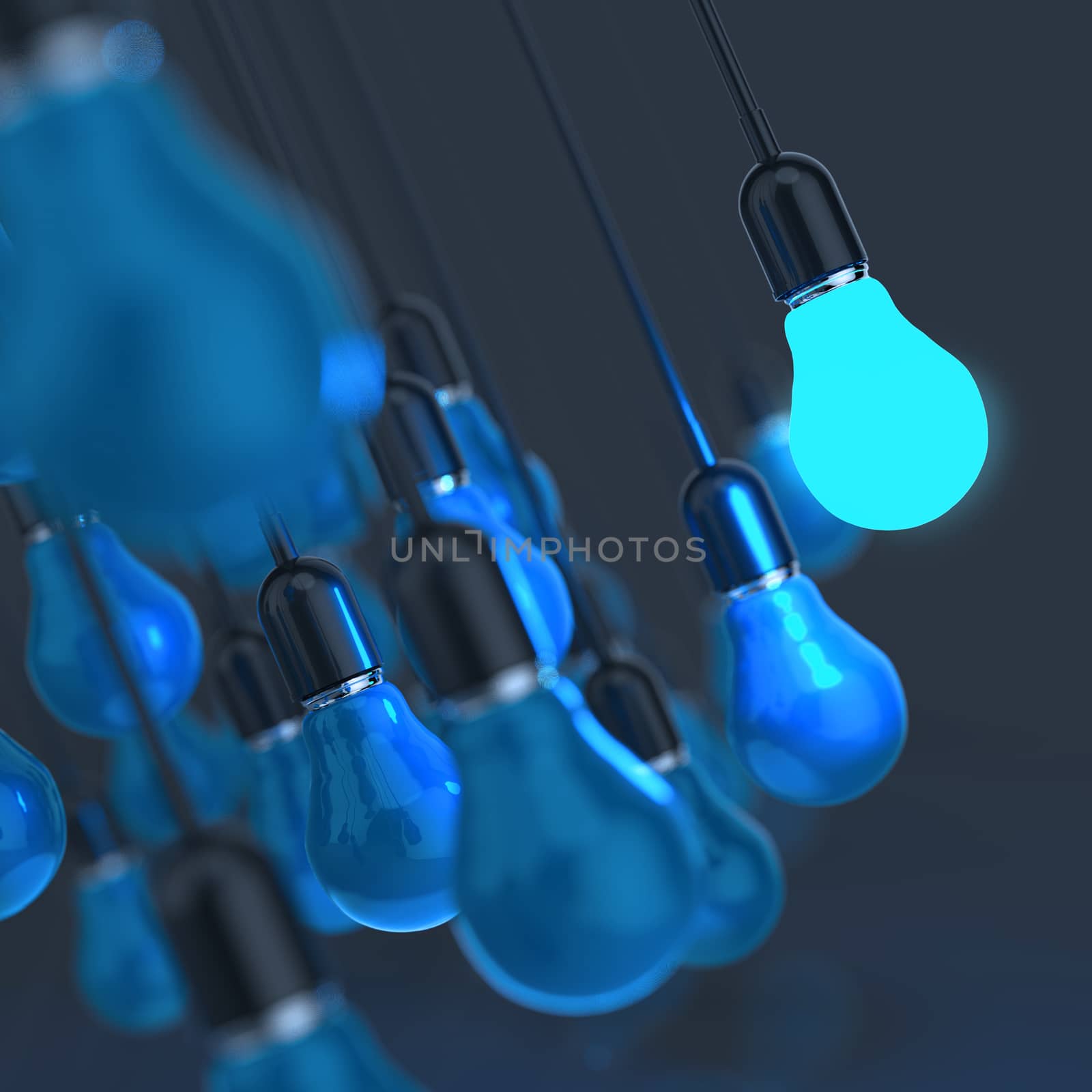 creative idea and leadership concept light bulb on grey background