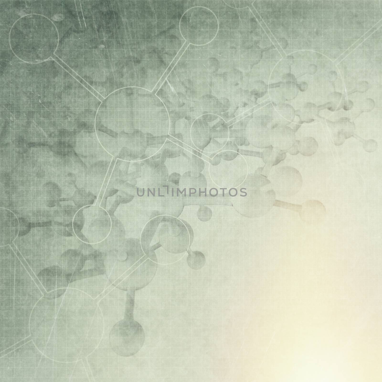 Molecule white color 3d as concept as medical vintage style concept