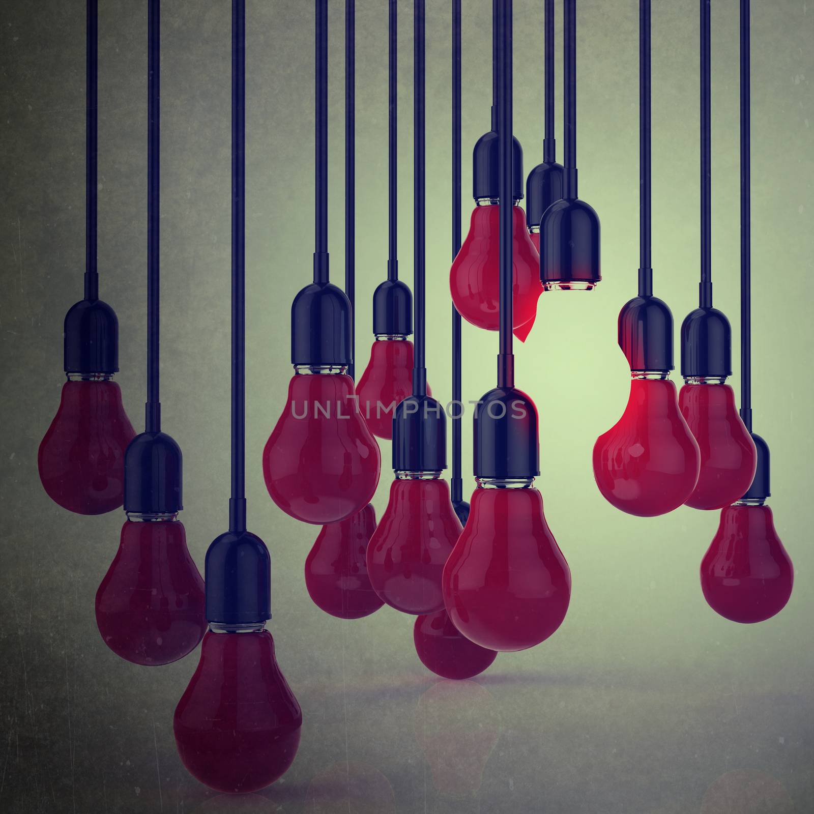 creative idea and leadership concept light bulb as vintage style background