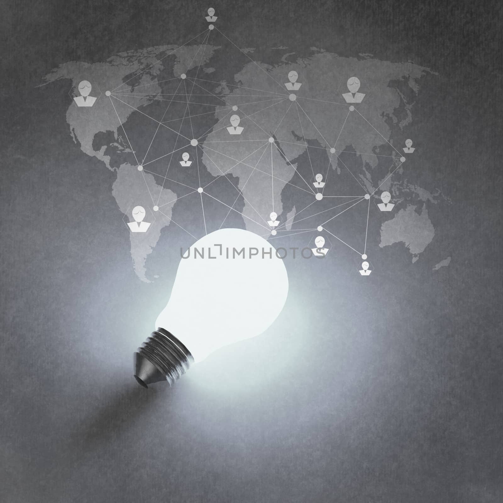 light bulb 3d on business strategy background as vintage style concept