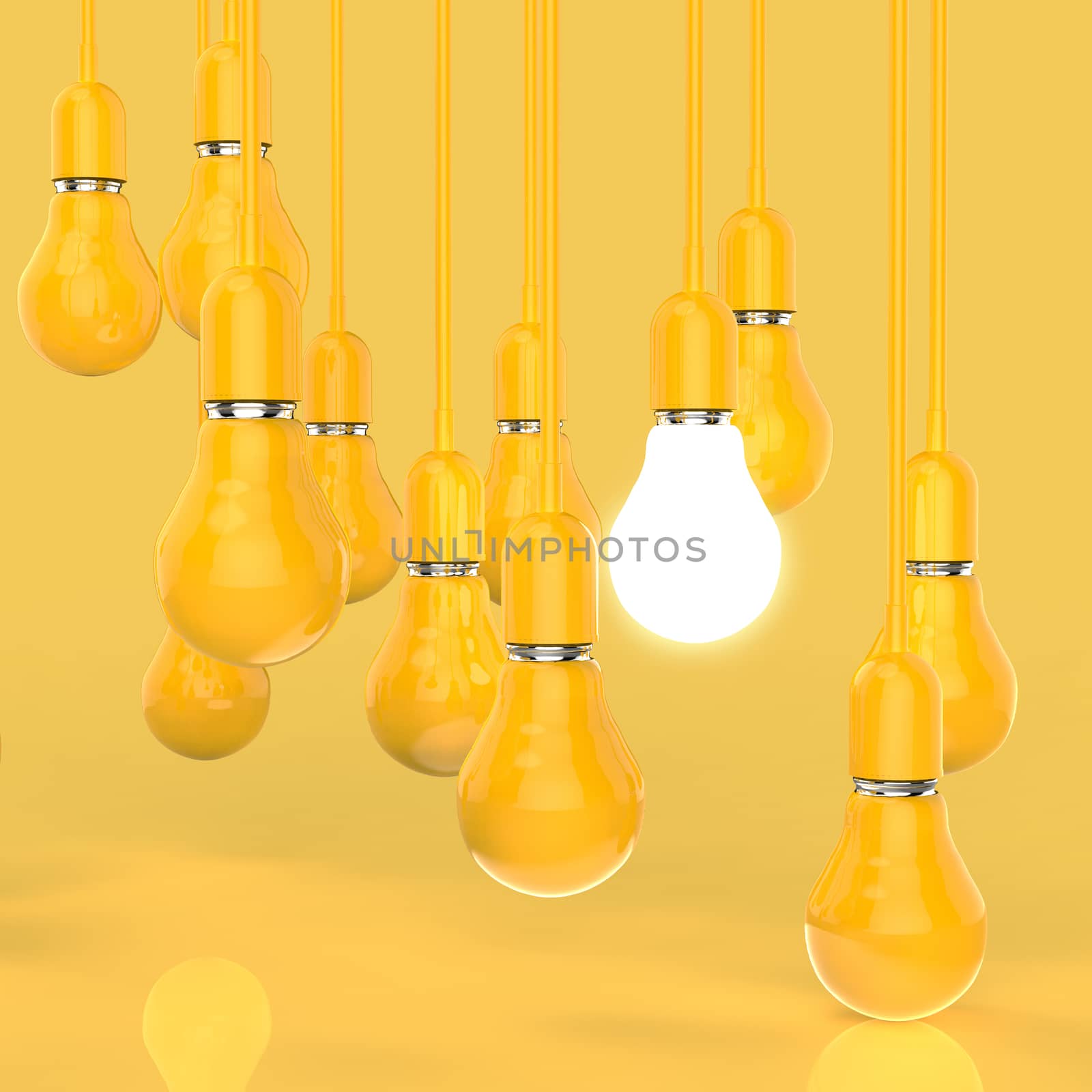 creative idea and leadership concept light bulb on grey background