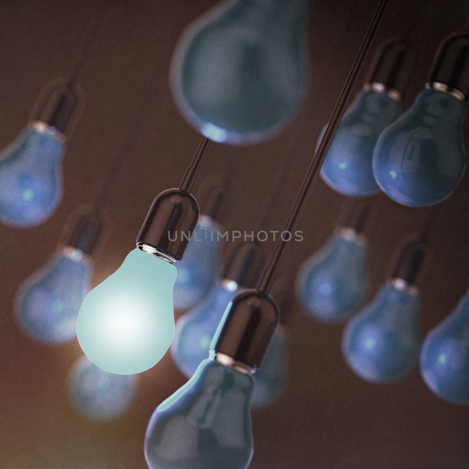 creative idea and leadership concept light bulb as vintage style concept