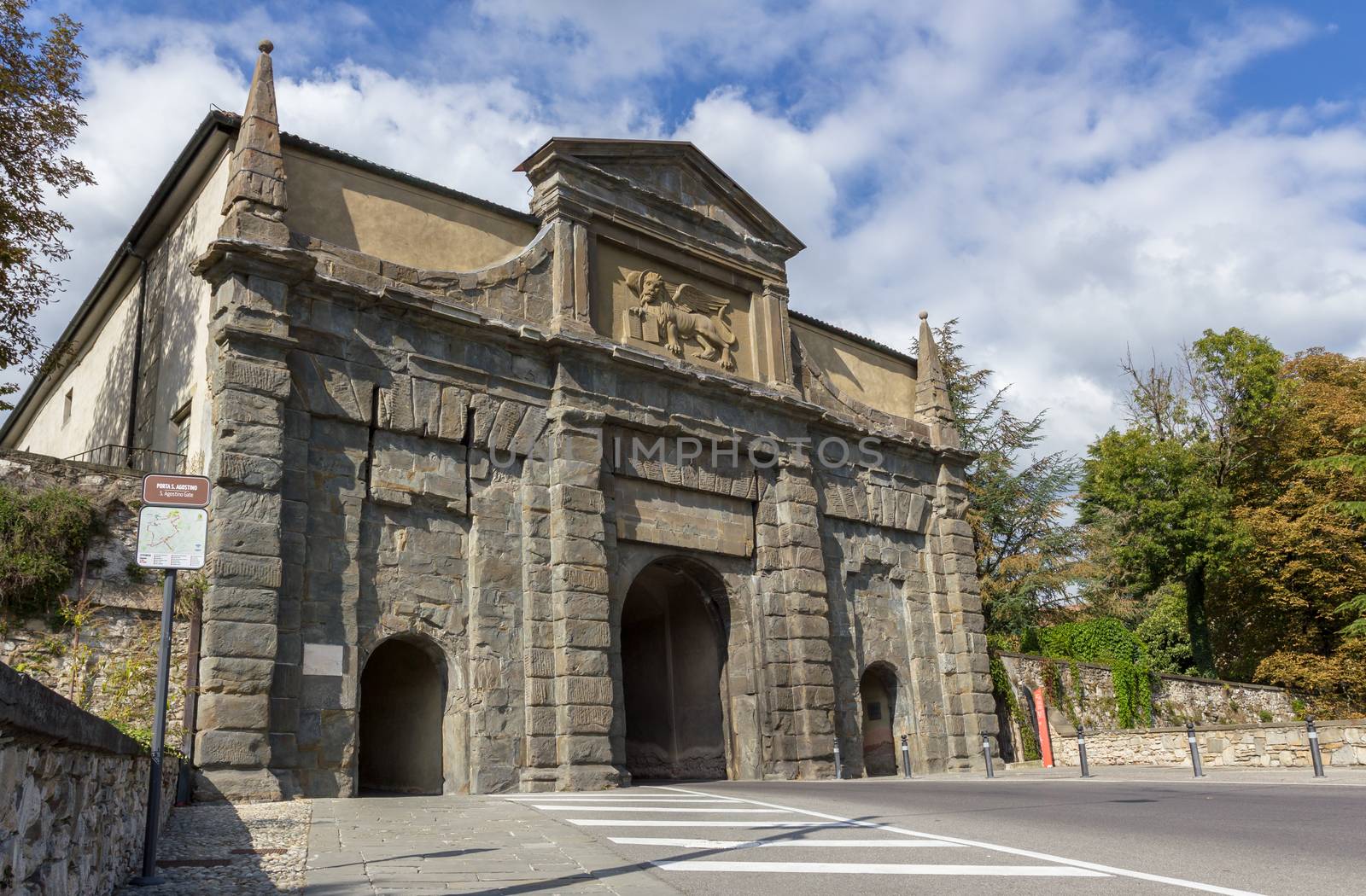 Medieval San Agostino gate in Bergamo, Italy.