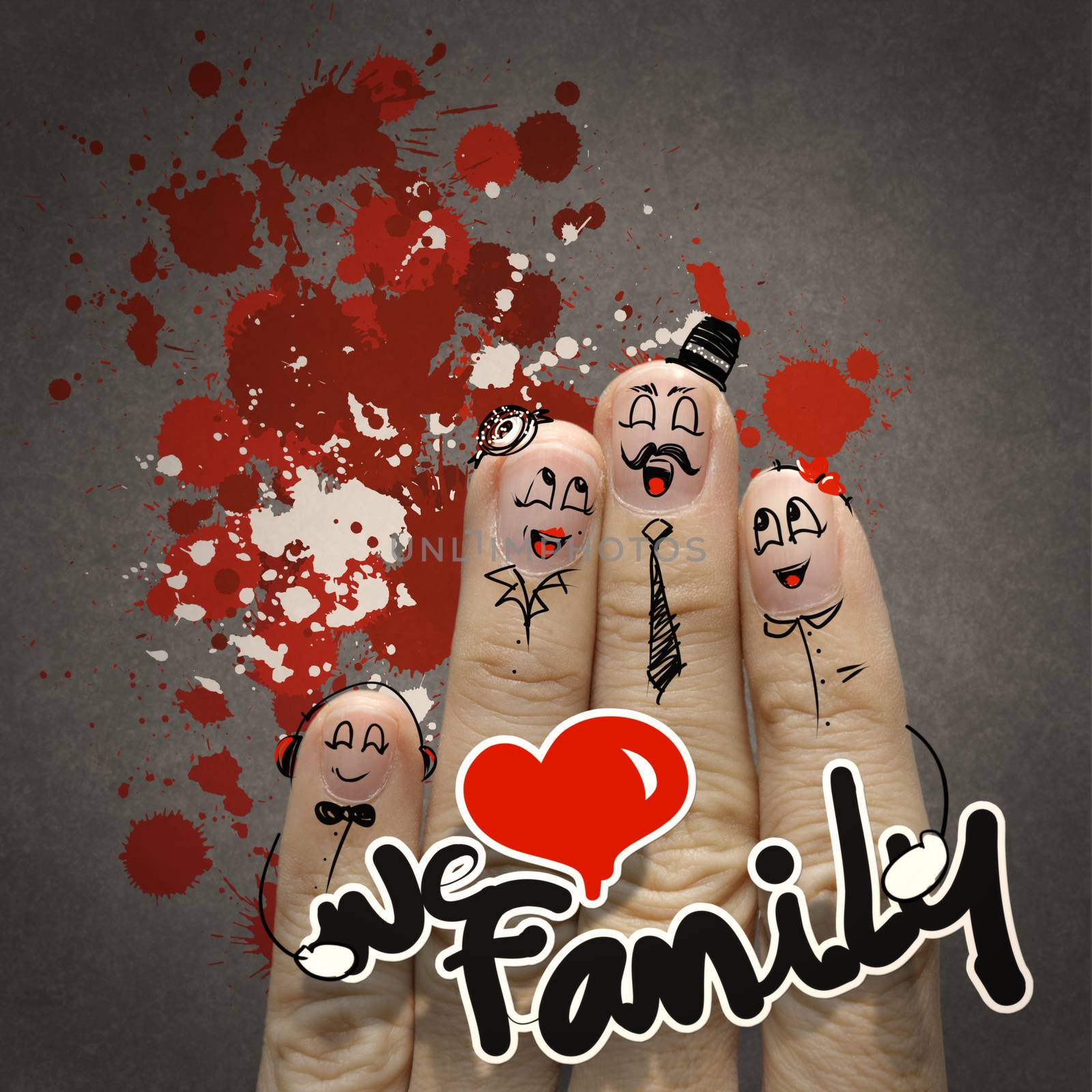 the happy finger family holding we love family word on splash background