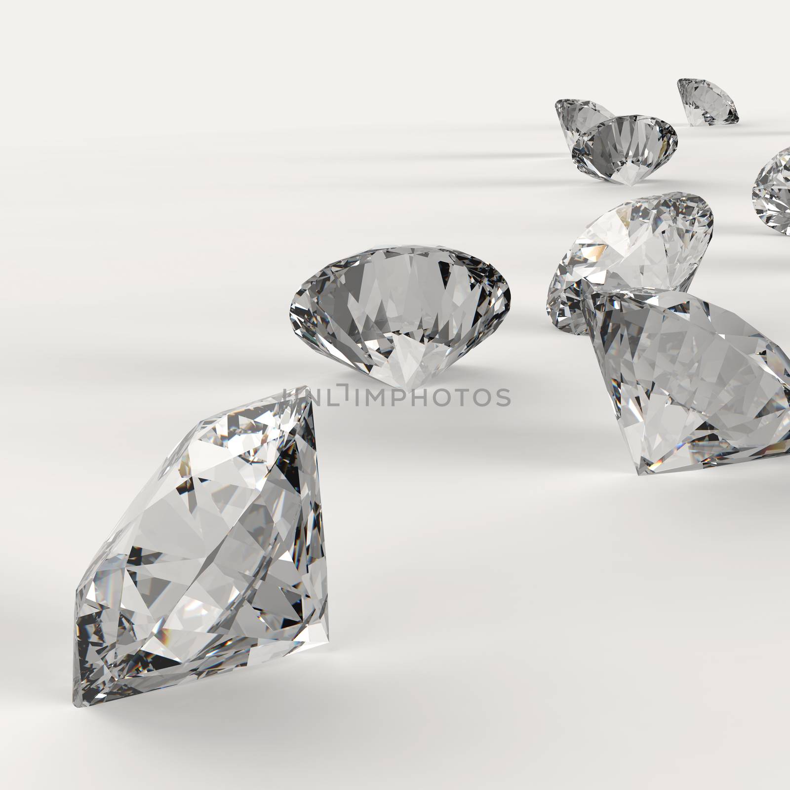 Diamonds 3d in composition as concept