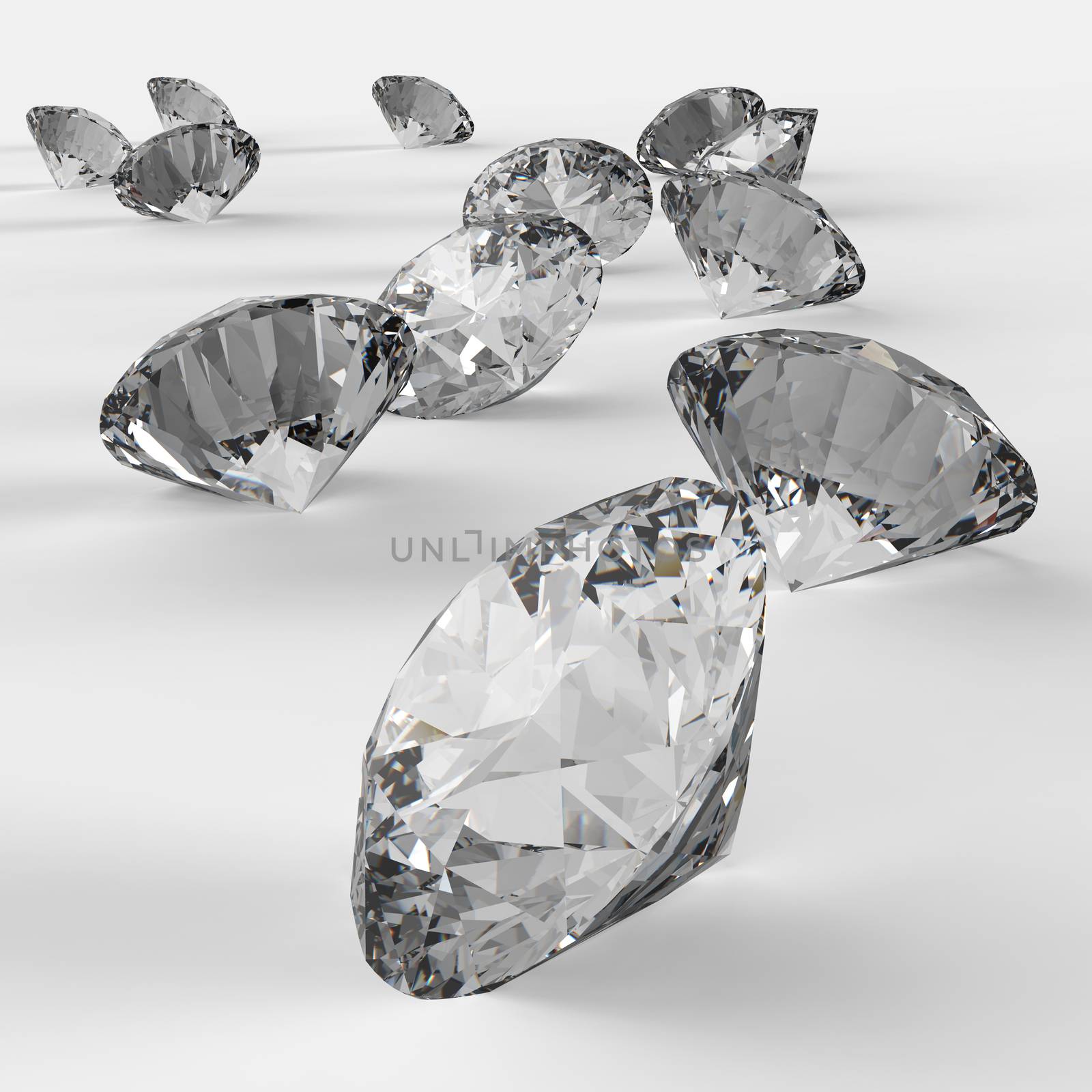 Diamonds 3d in composition as concept