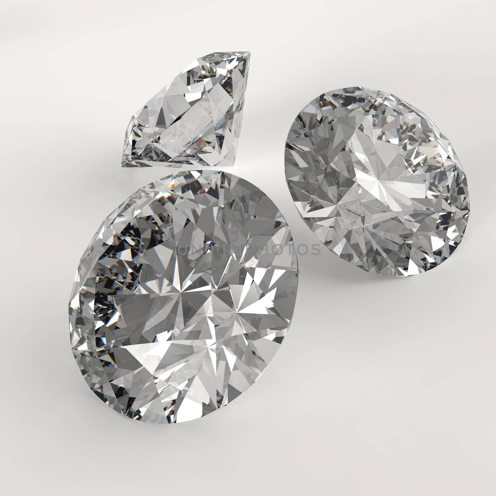 Diamonds 3d in composition as concept