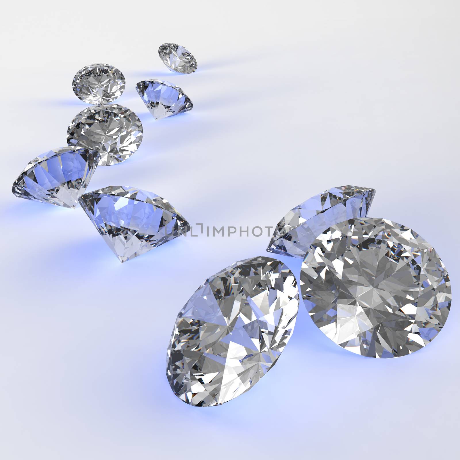 Diamonds 3d in composition as concept