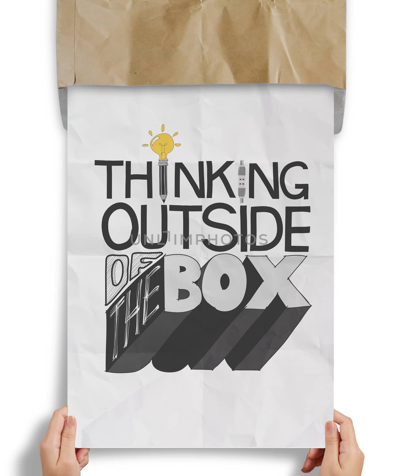 businessman hand drawing design word THINKING OUTSIDE OF THE BOX by everythingpossible