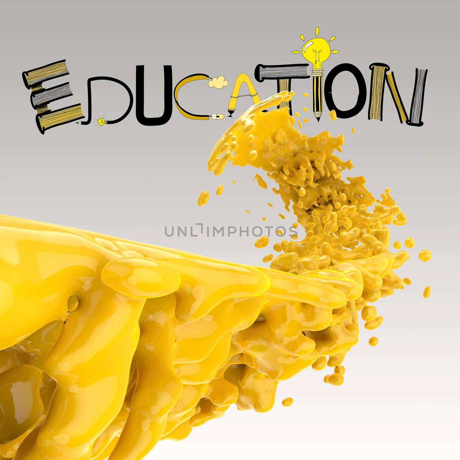 3D paint color splash with design word EDUCATION as concept