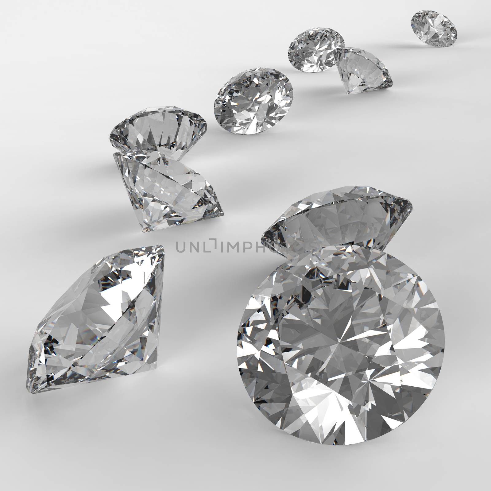 Diamonds 3d in composition as concept