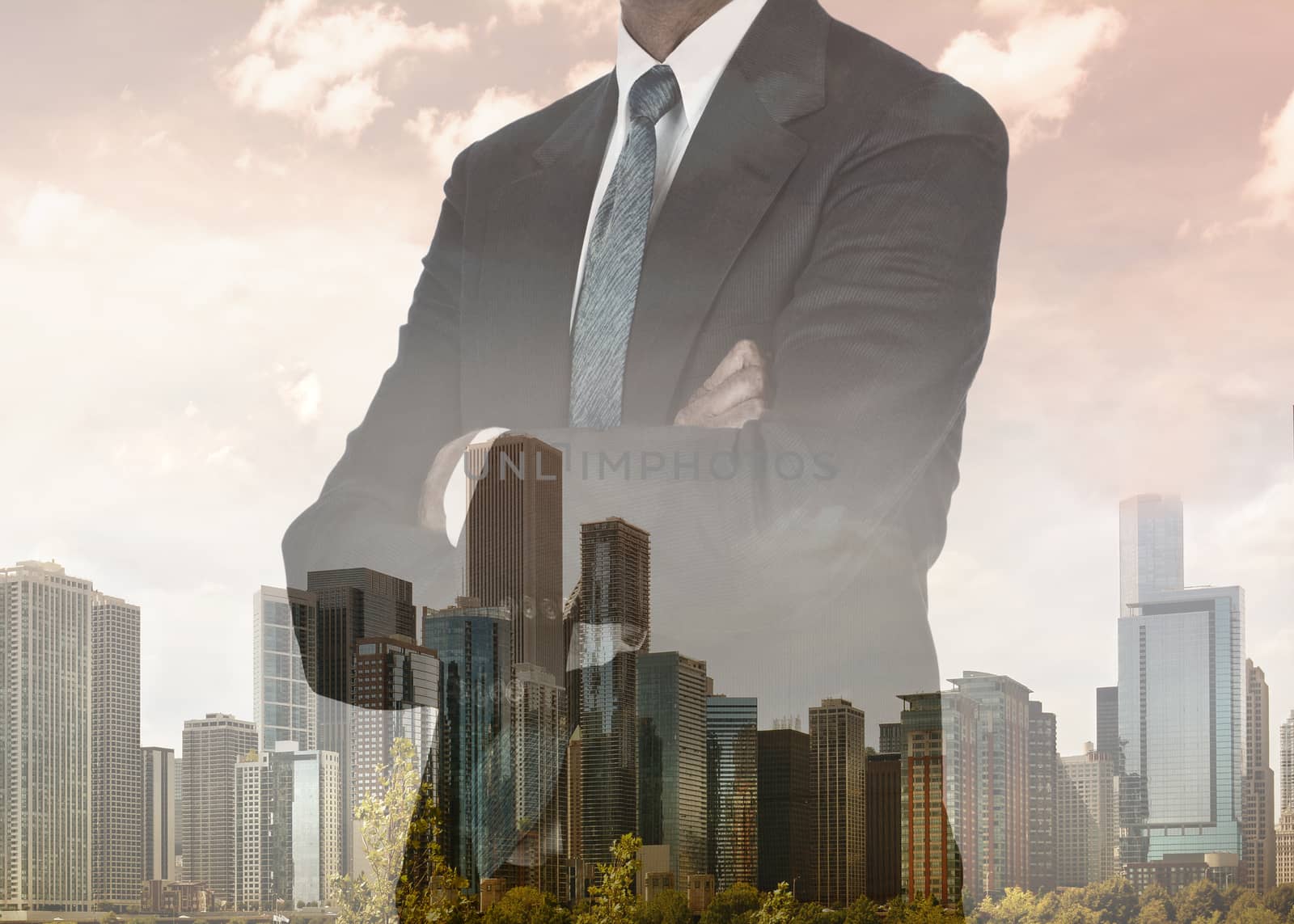 City Skyline Businessman Double Exposure by sCukrov