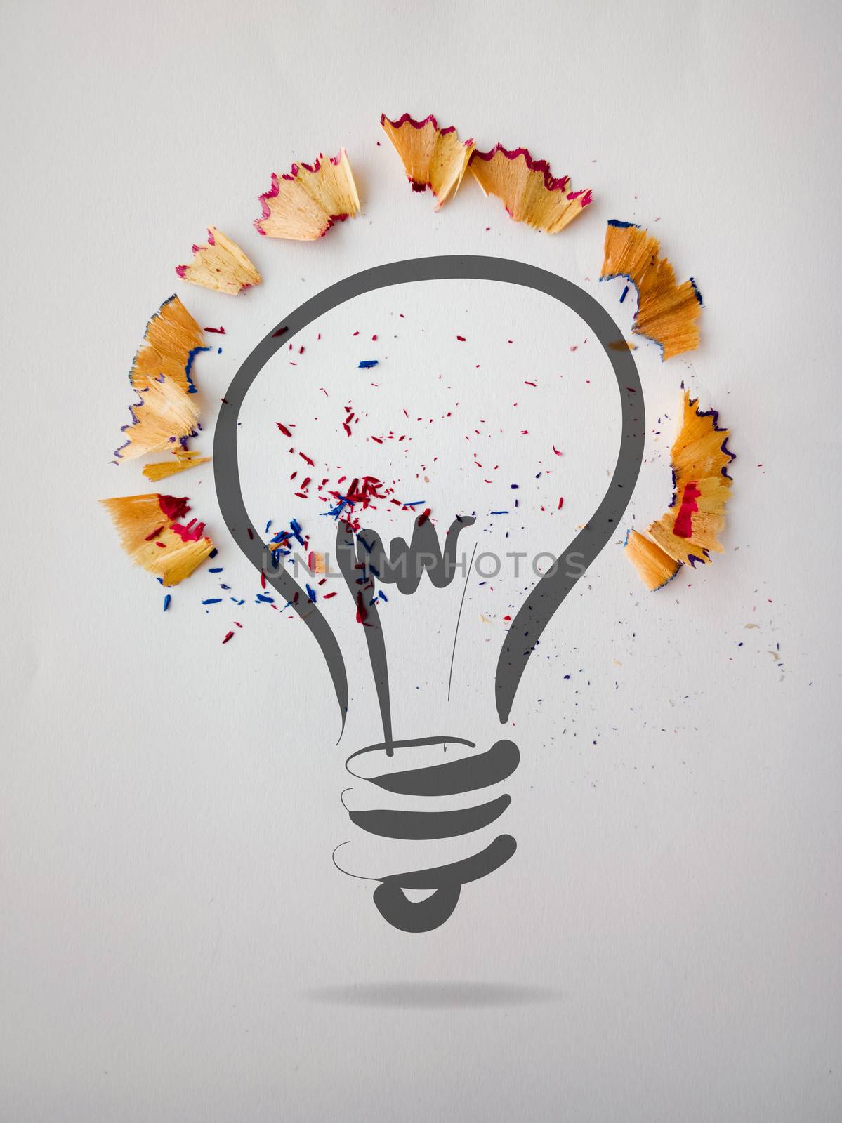 hand drawn light bulb with pencil saw dust on paper background a by everythingpossible