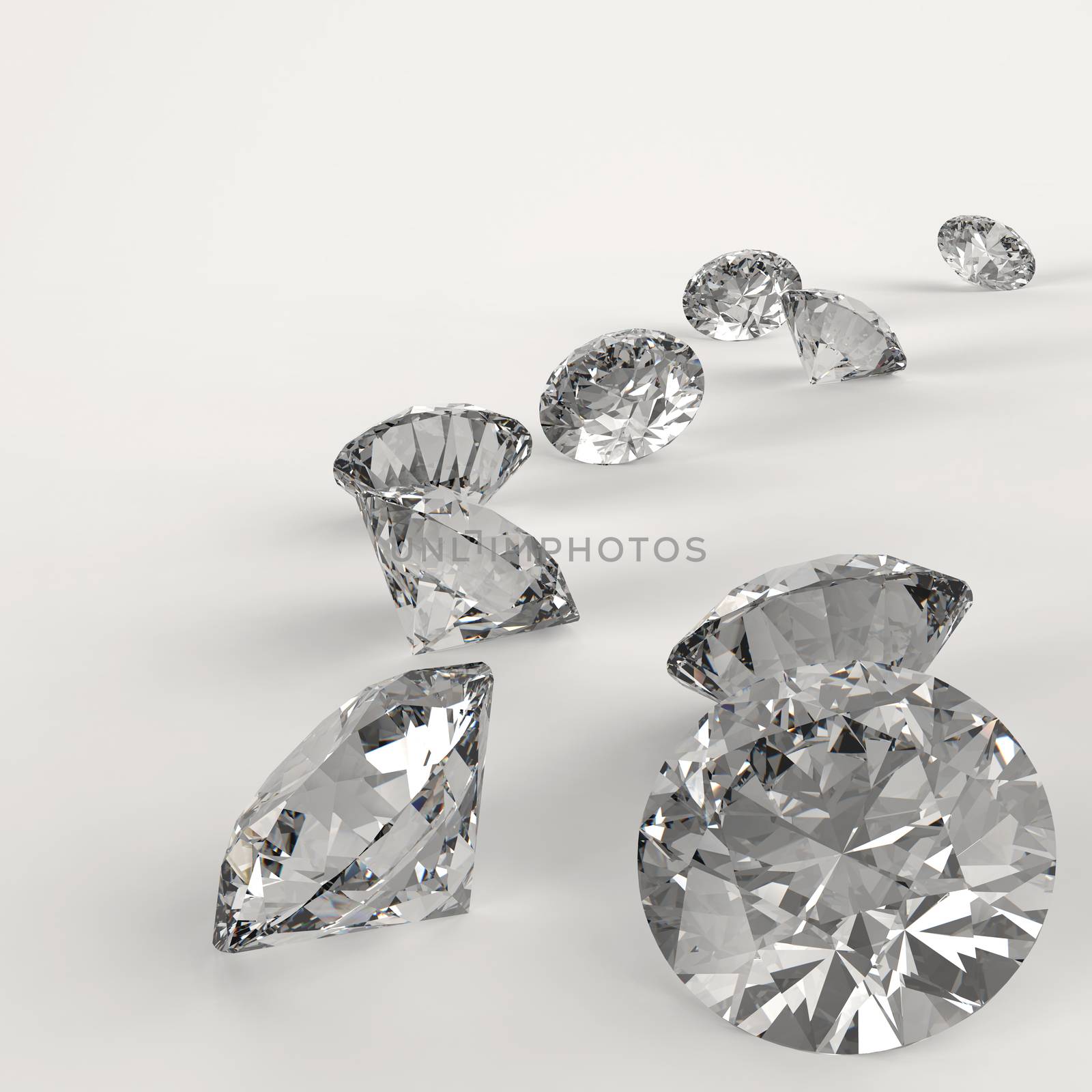 Diamonds 3d in composition as concept