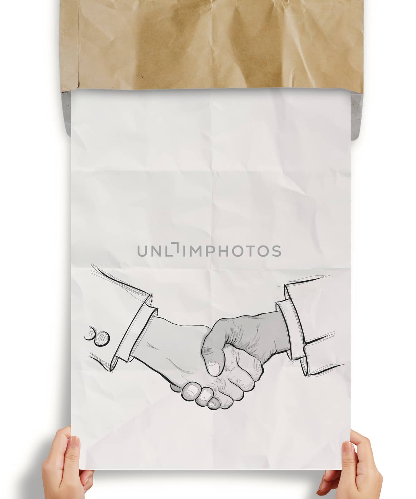 hand drawn handshake sign as partnership business concept by everythingpossible