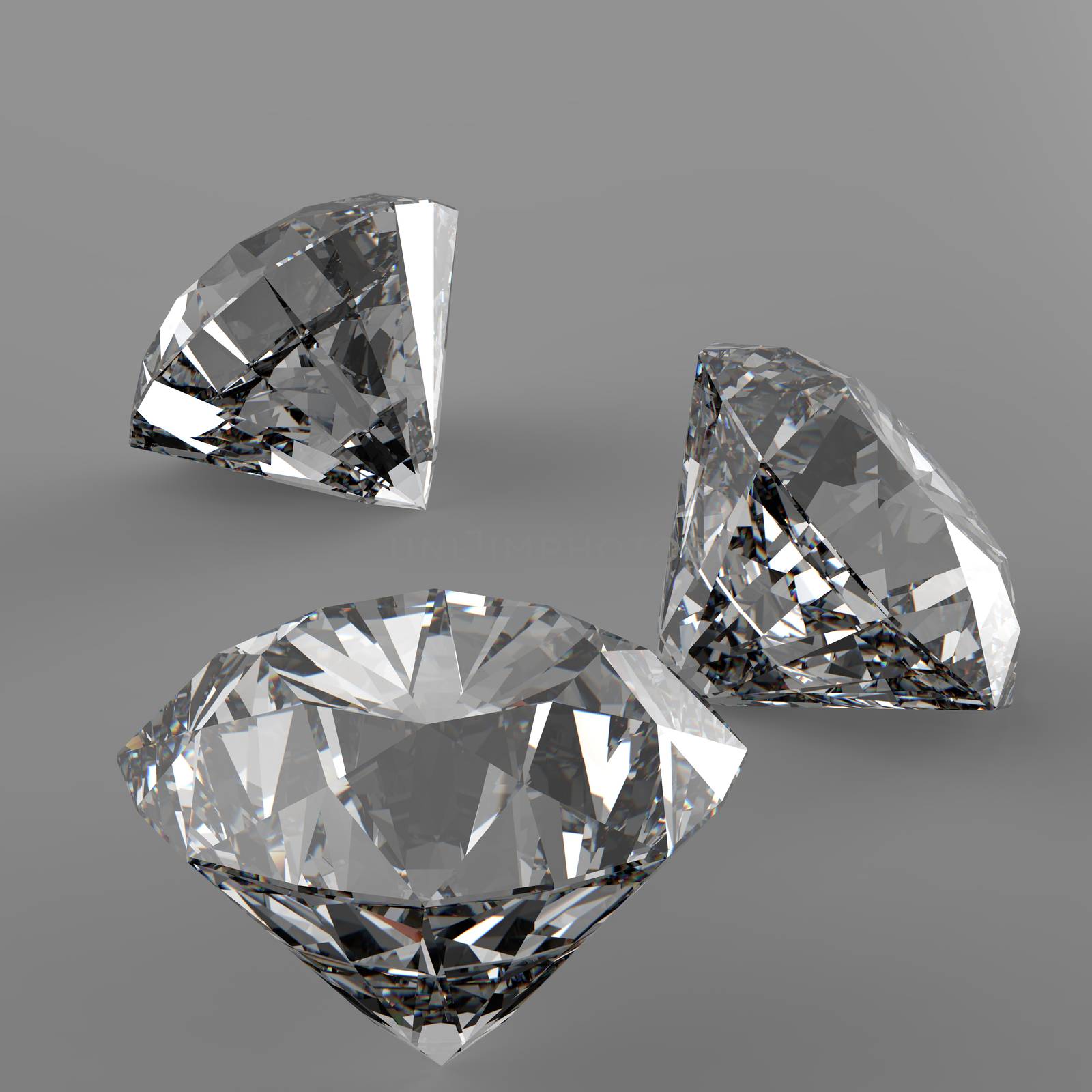 Diamonds 3d in composition as concept 